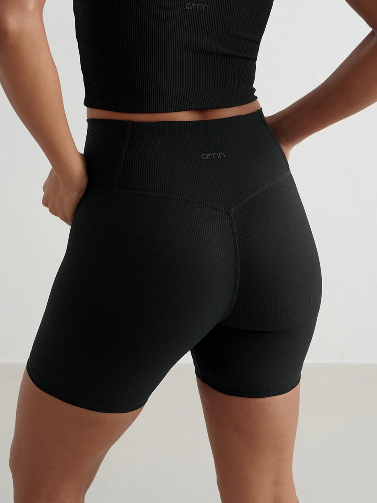 Aim'n Ribbed Performance Midi Biker Shorts Black