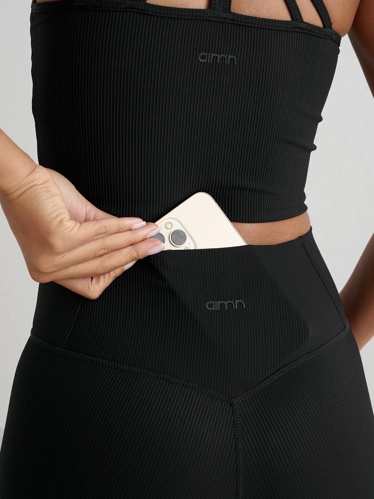 Aim'n Ribbed Performance Midi Biker Shorts Black