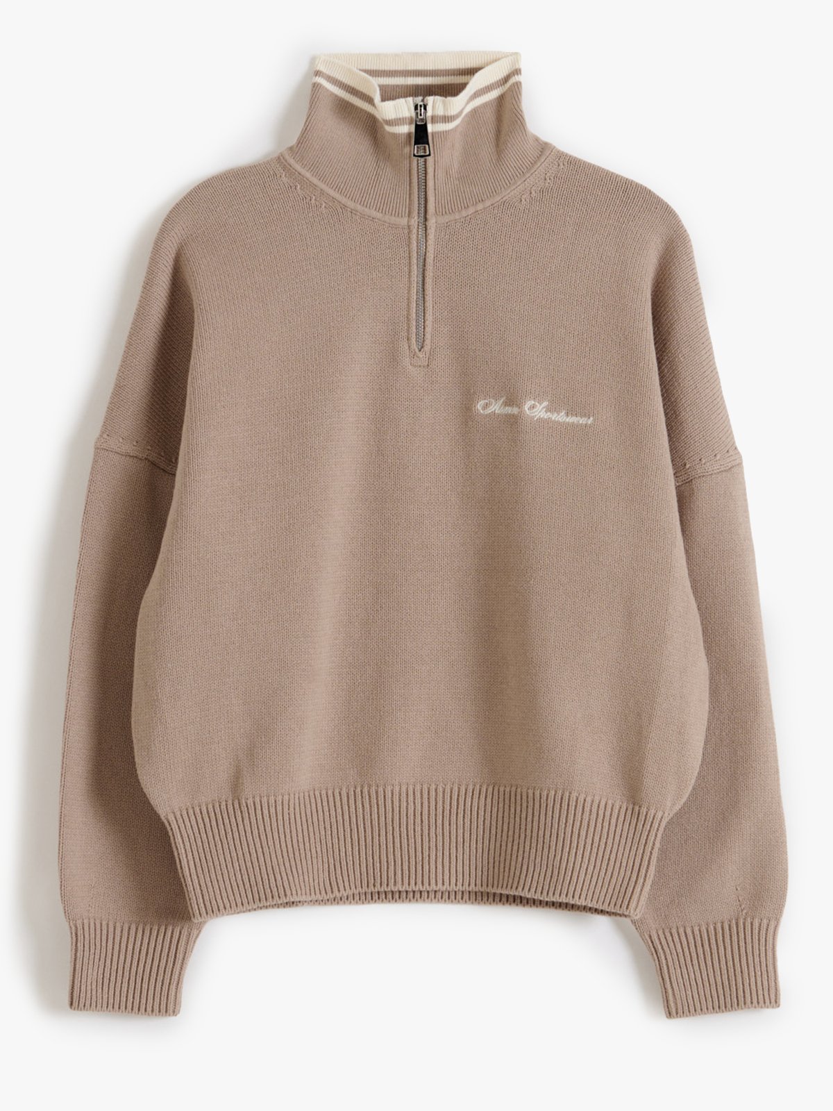 Aim'n Cotton Knit Half Zip Dark Clay / Almond White