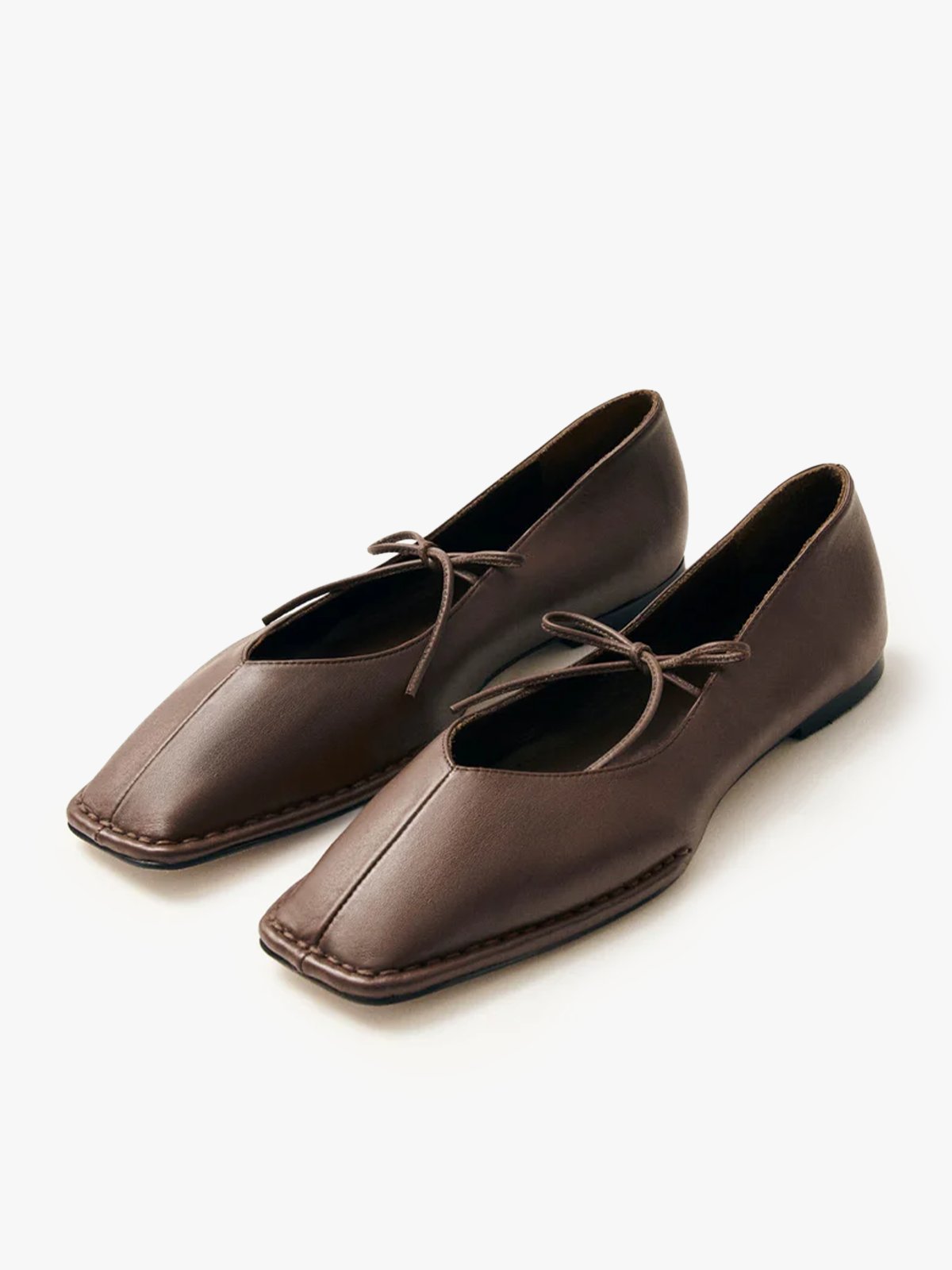 Alohas Sway Leather Ballet Flats Chestnut Brown