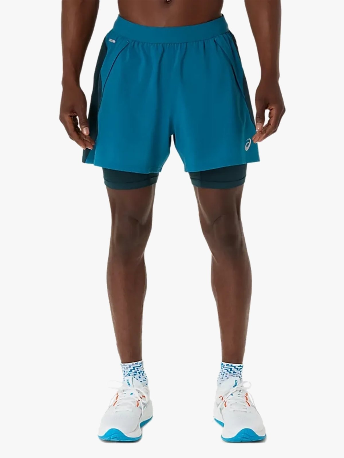 ASICS Road 2n1 5in Shorts Tranquil Teal / Dark Teal / Yamabuki