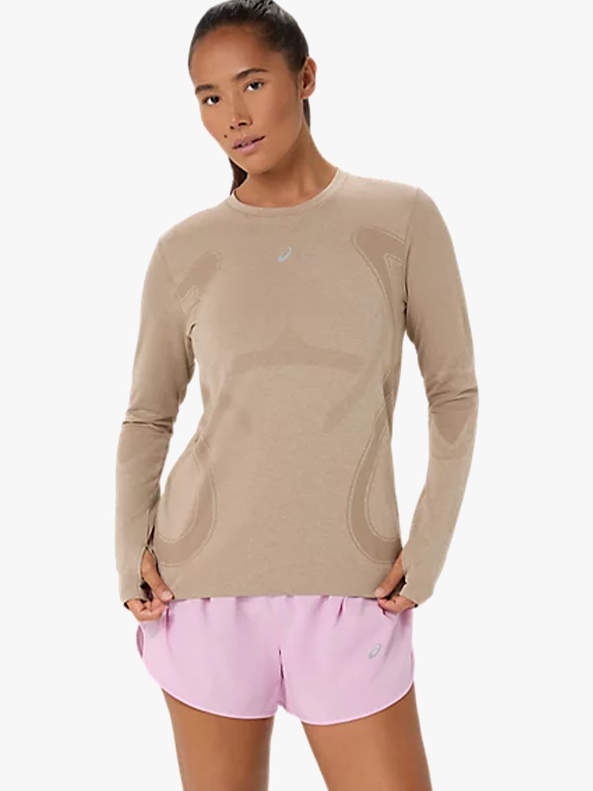 ASICS Road Seamless Long Sleeve Top Greige