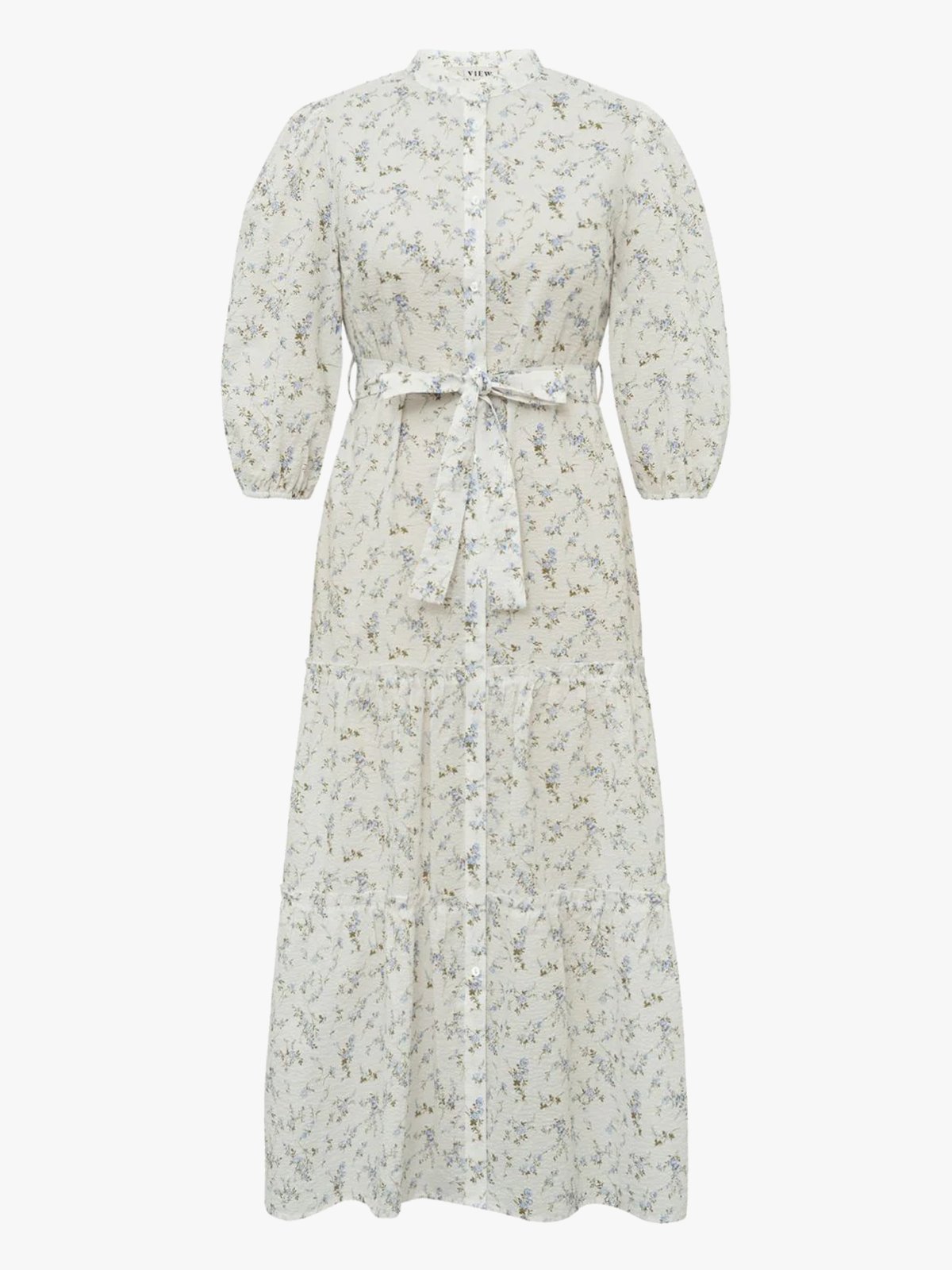 A-View Kate Long Dress Off White / Blue
