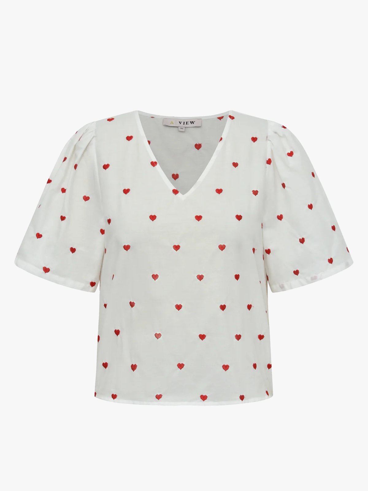A-View Heart Blouse White/Red