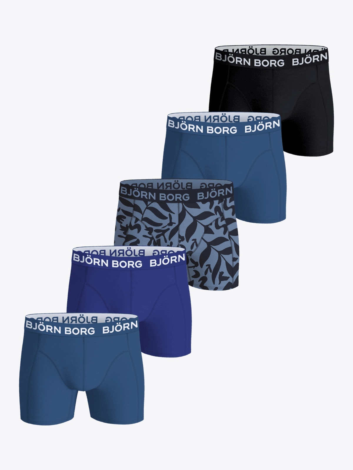 Björn Borg Cotton Stretch Boxer 5-Pack Svart / Blå / Print