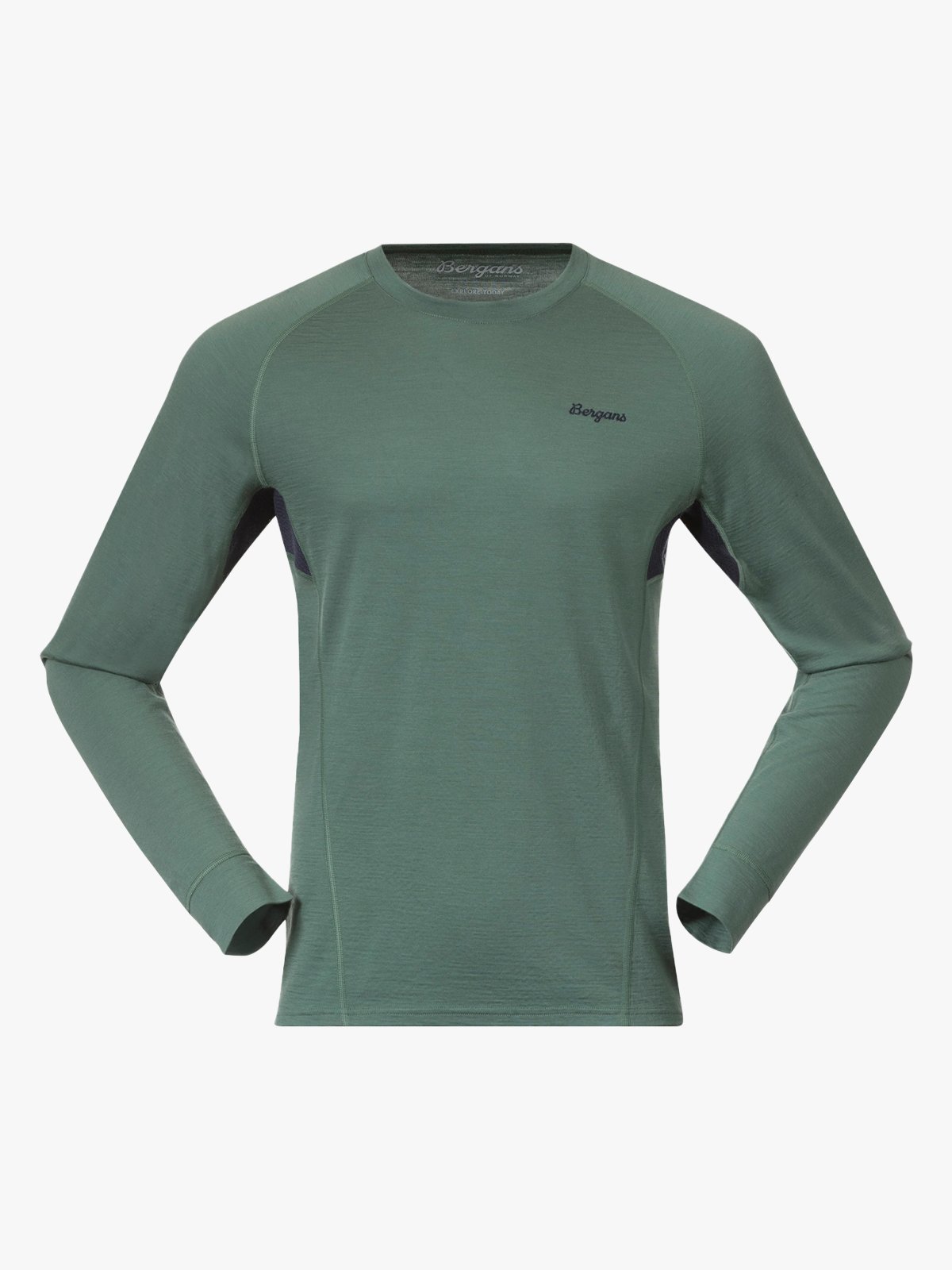 Bergans Inner:Pure Merino Long Sleeve Men Dark Jade Green / Navy Blue