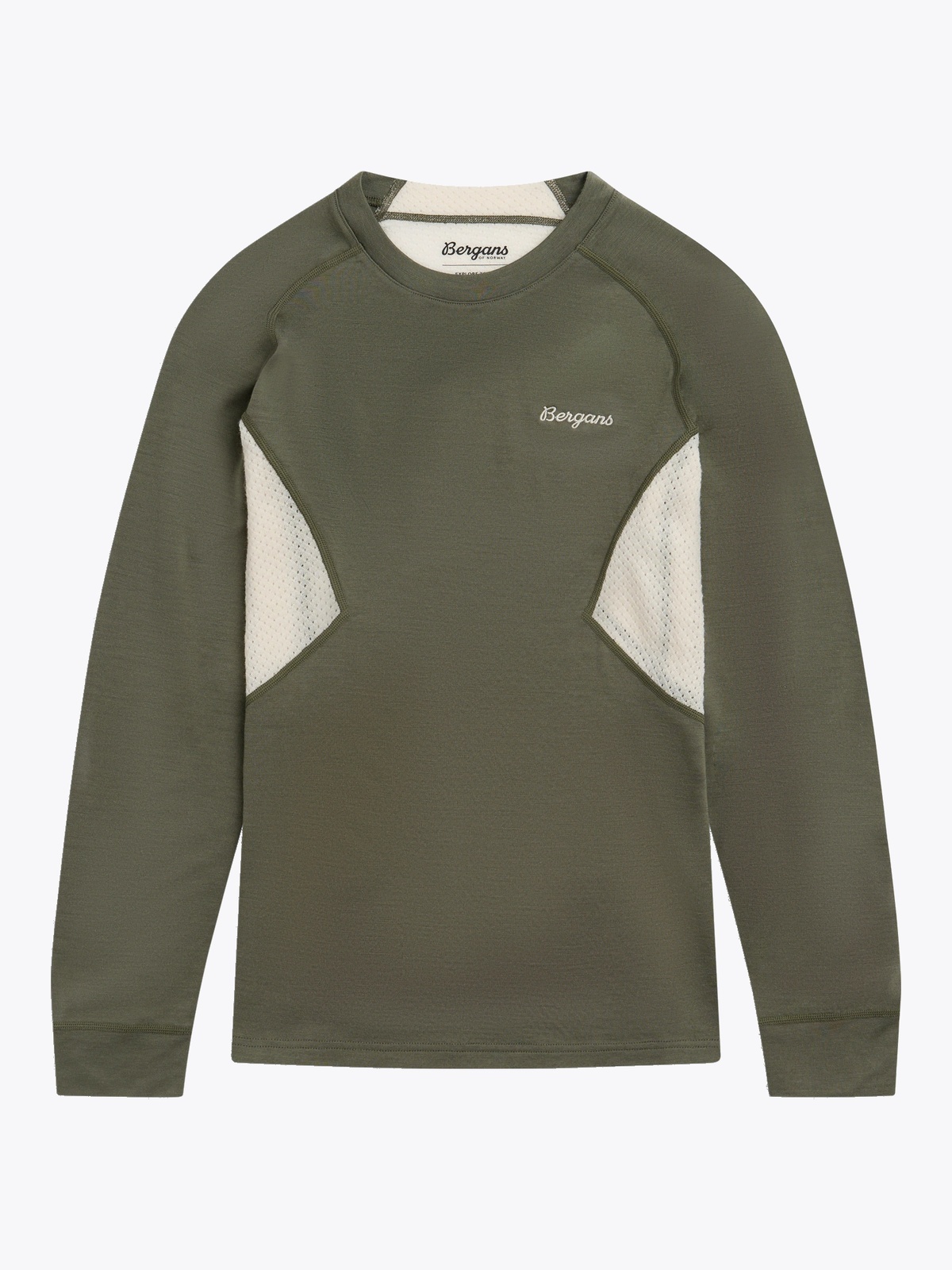 Bergans Inner:Pure Merino Long Sleeve Women Green Mud / Creme