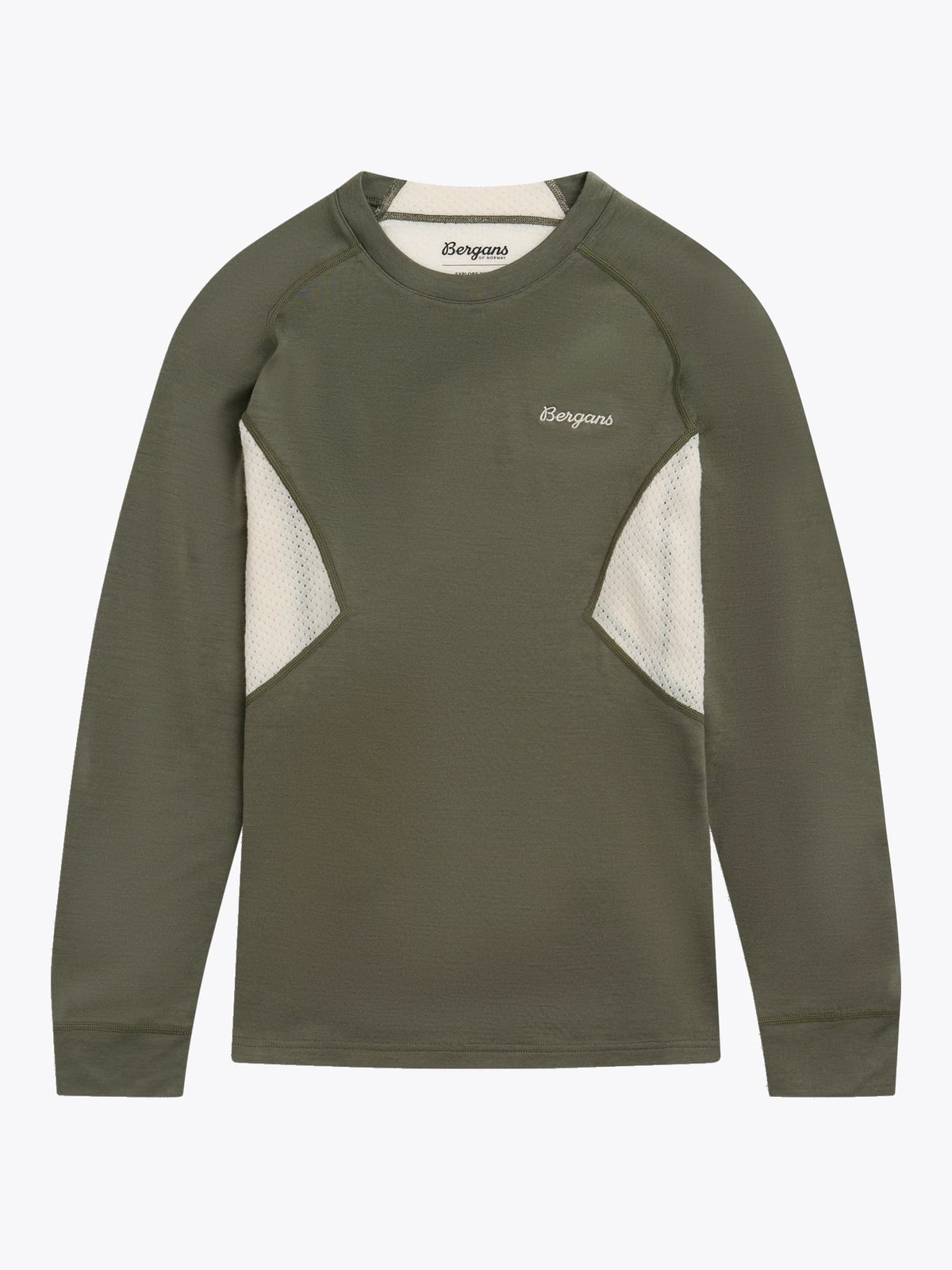 Bergans Inner:Pure Merino Long Sleeve Women Green Mud / Creme