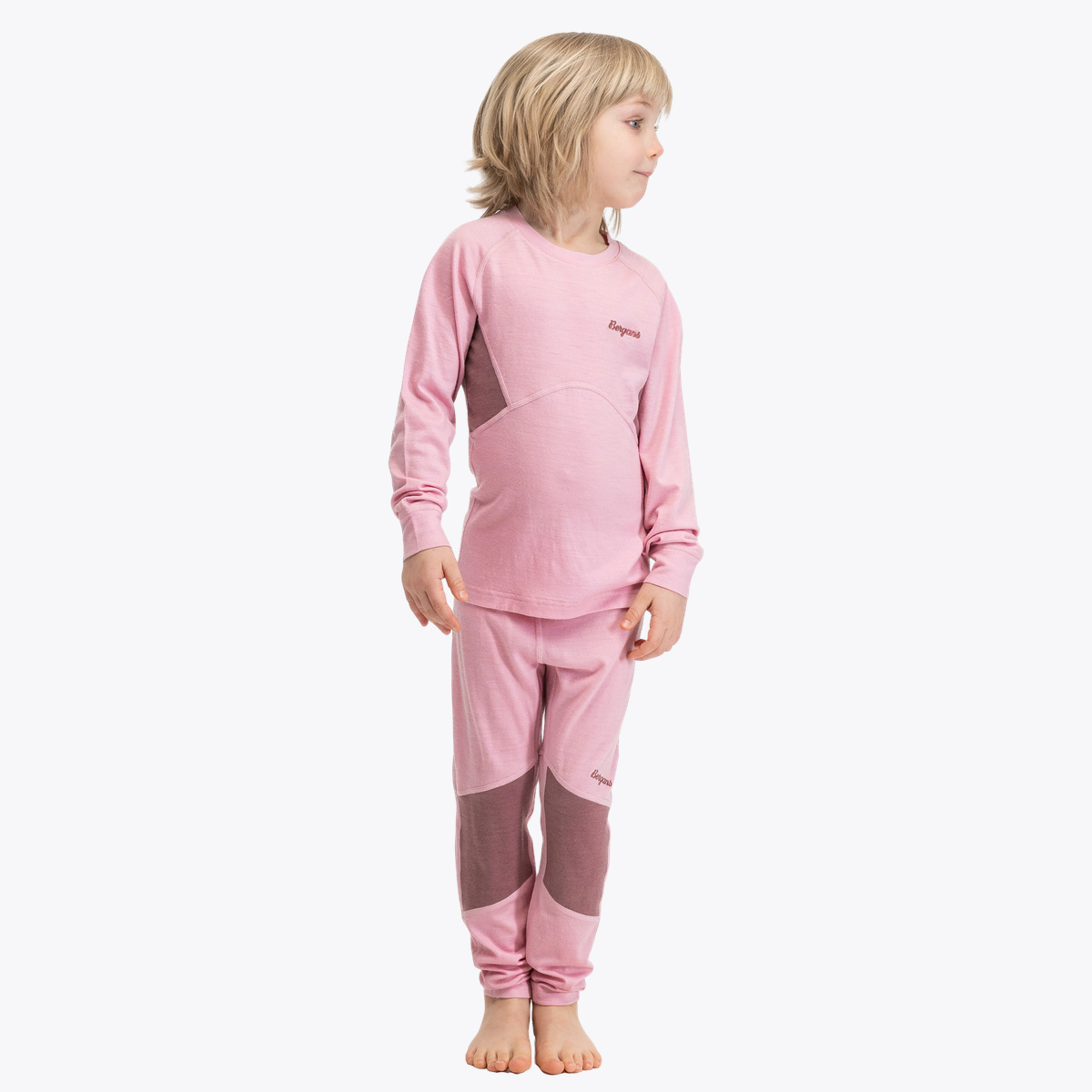 Bergans Inner:Pure Merino Kids Long Sleeve Faded Pink / Rose Dust