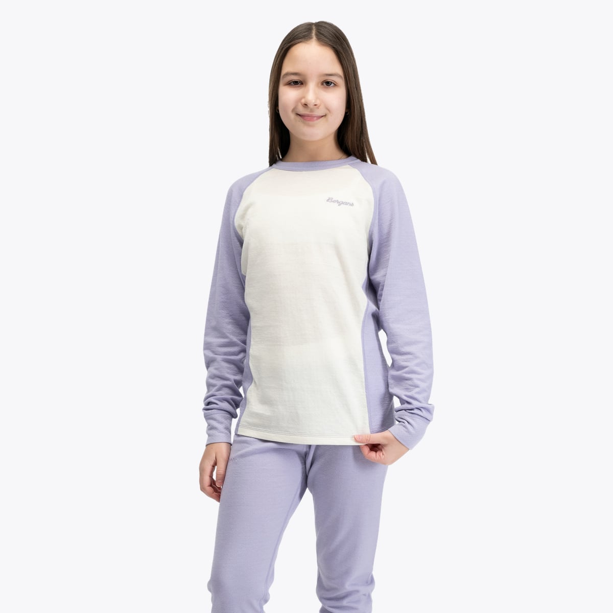Bergans Inner:Dual Merino Junior Long Sleeve Light Acai Smoothie / Vanilla White