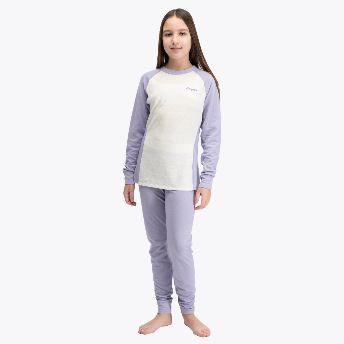 Bergans Inner:Dual Merino Junior Long Sleeve Light Acai Smoothie / Vanilla White