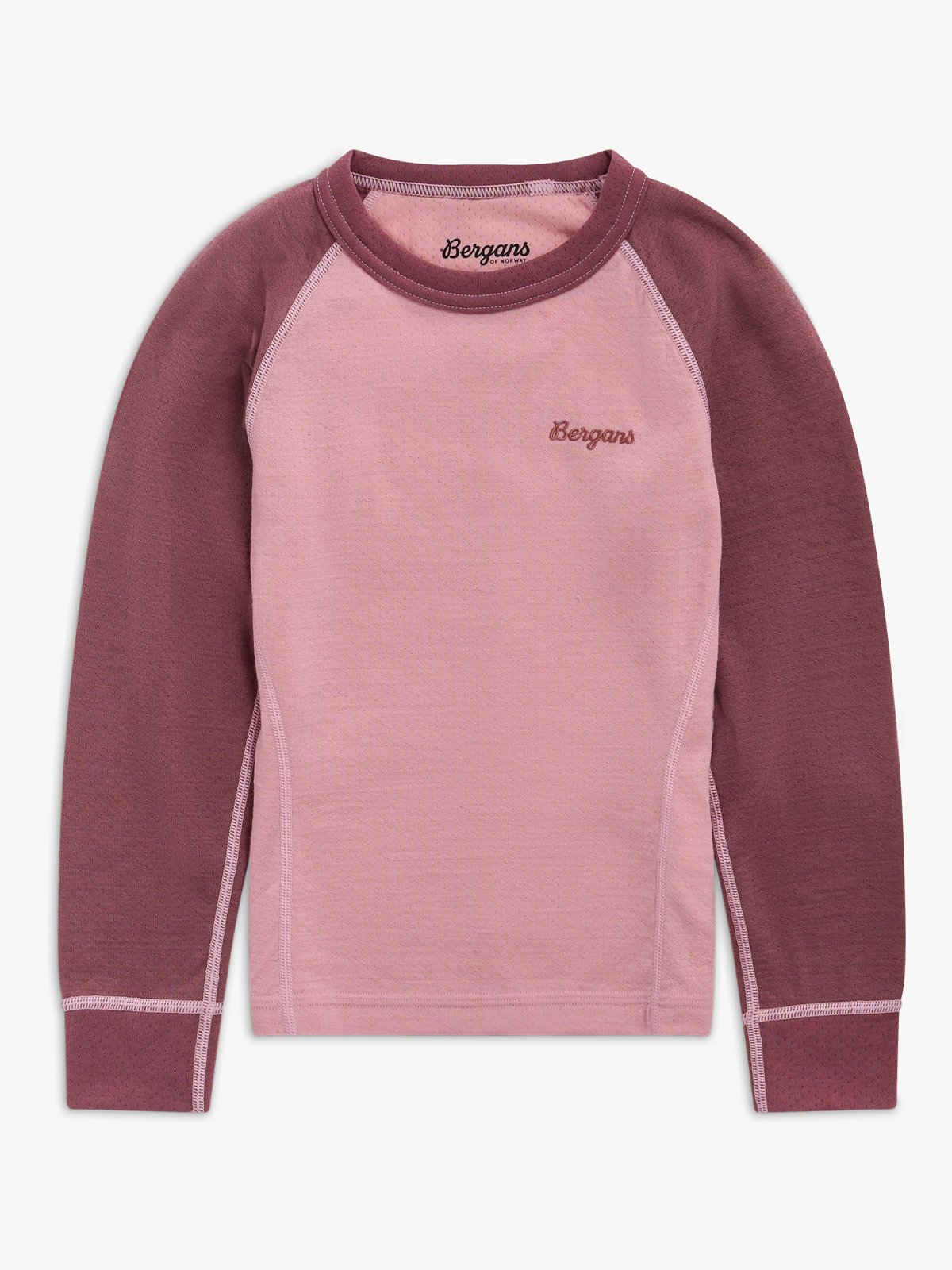Bergans Inner:Dual Merino Kids Long Sleeve Faded Pink / Rose Dust