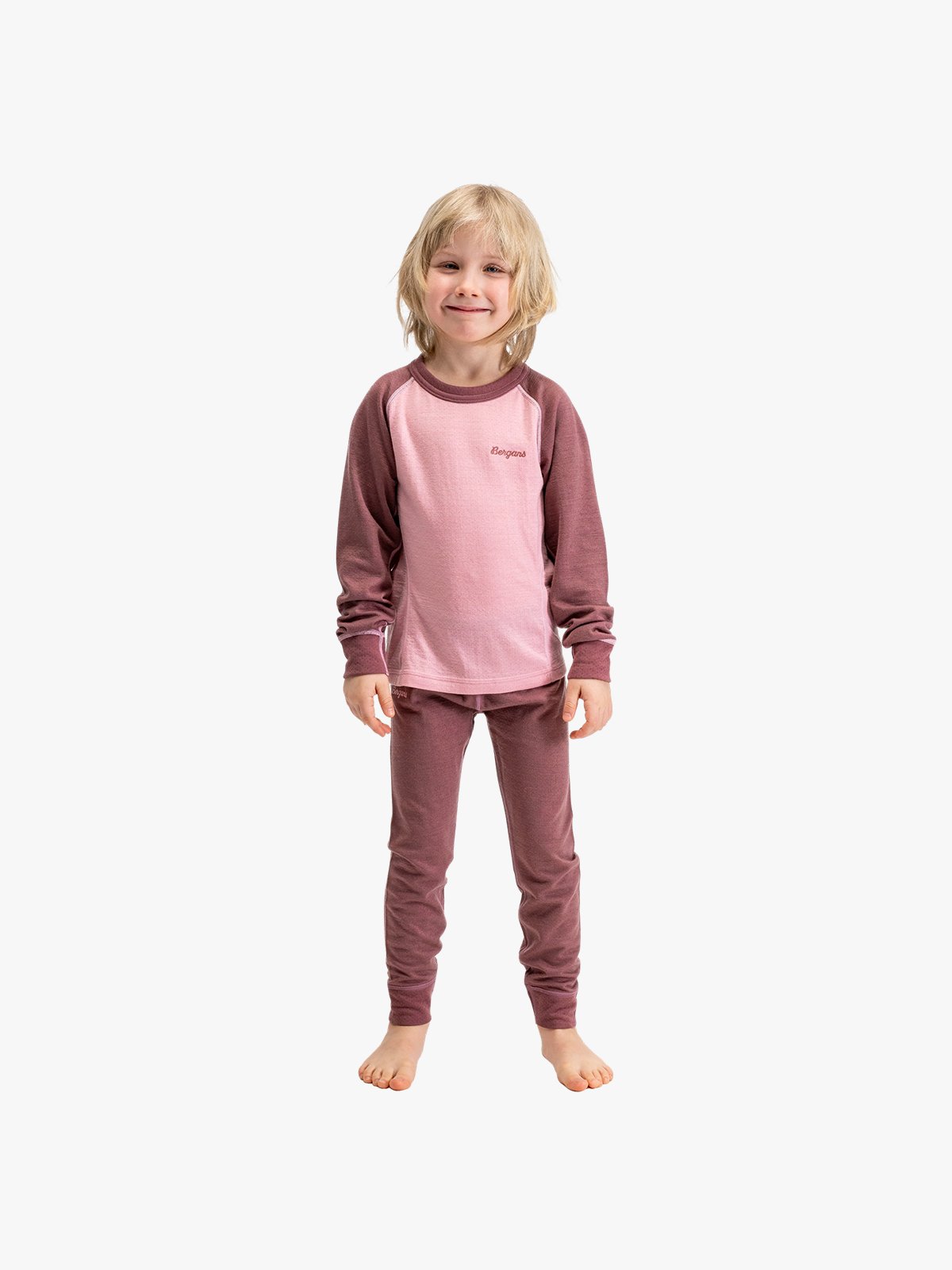 Bergans Inner:Dual Merino Kids Long Sleeve Faded Pink / Rose Dust