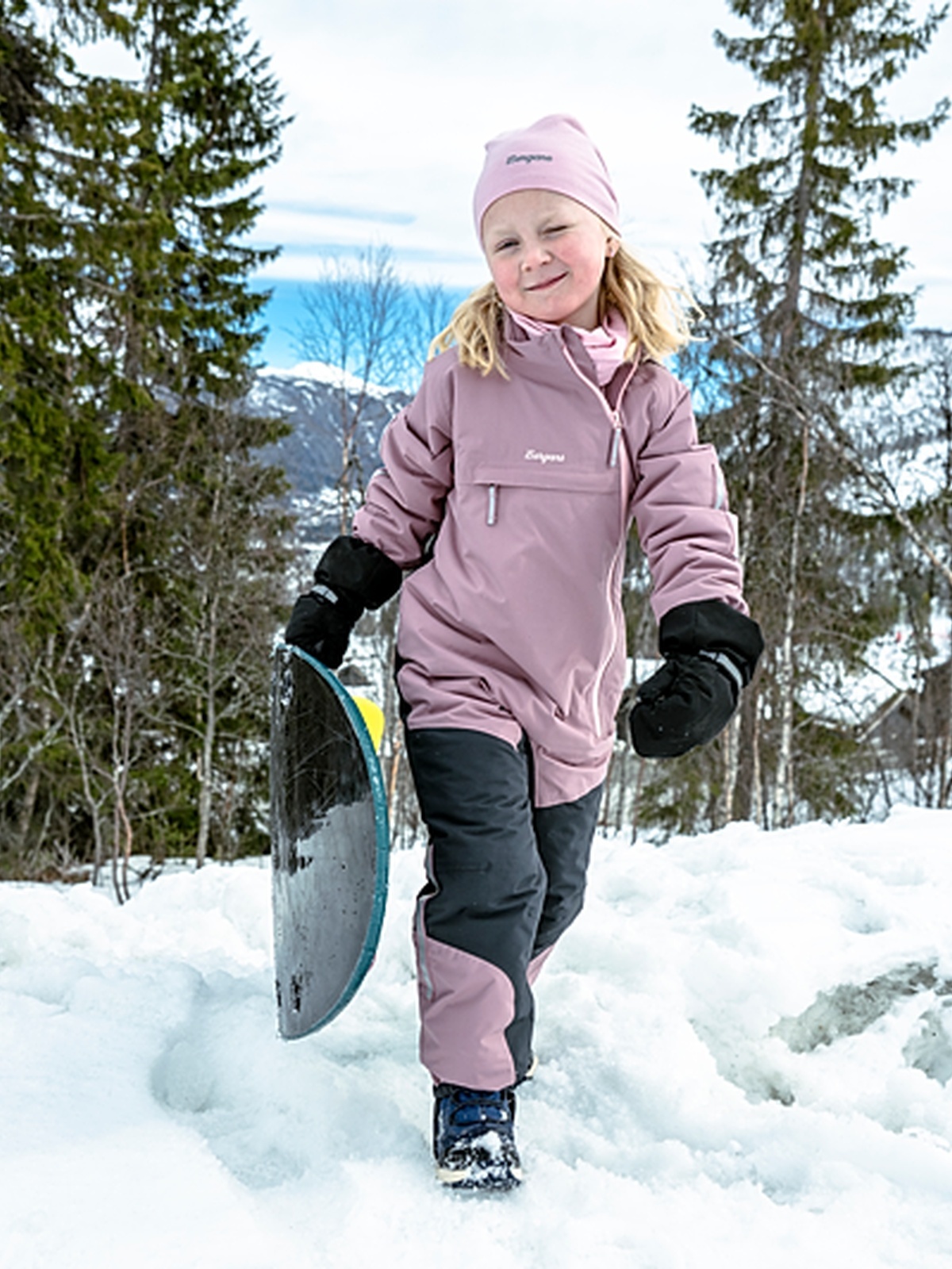 Bergans Lilletind Insulated Shell Coverall Kids Rosa