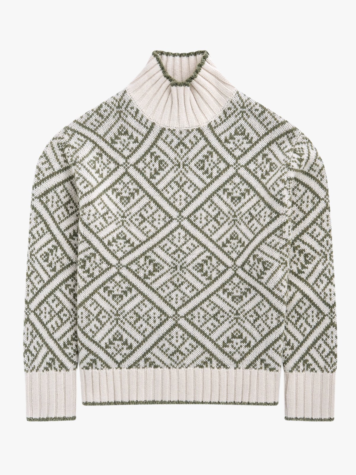Bergans Vega Knitted Wool Jumper Women Creme / Green Mud