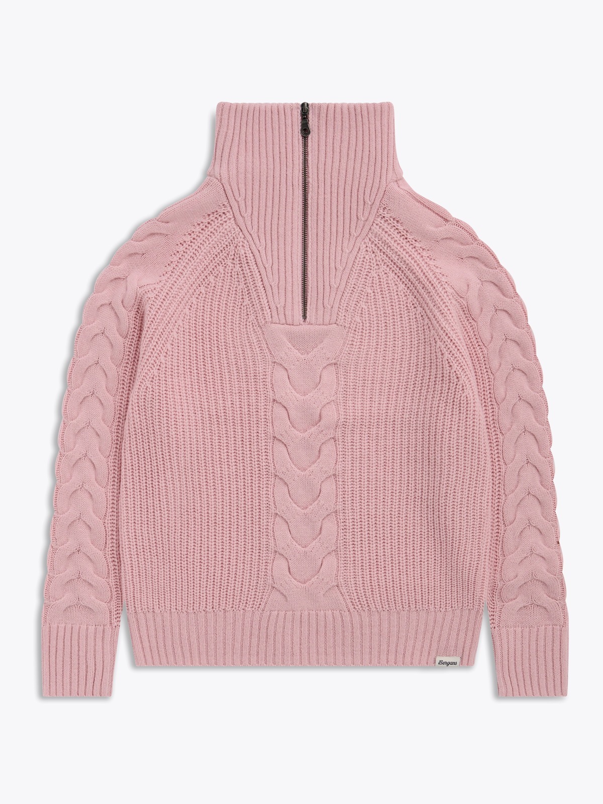 Bergans Milde Knitted Wool Half Zip Women Faded Pink