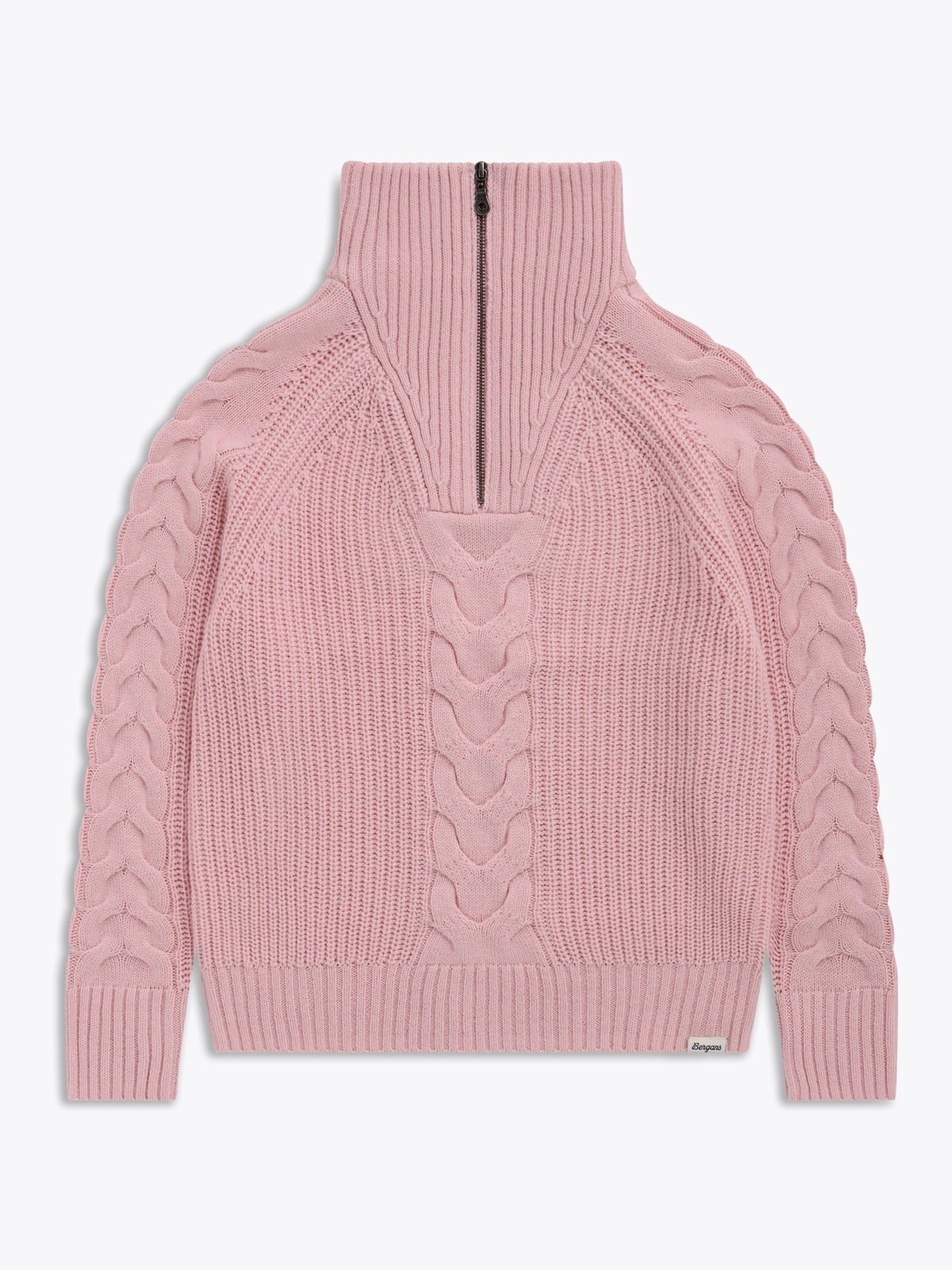 Bergans Milde Knitted Wool Half Zip Women Faded Pink