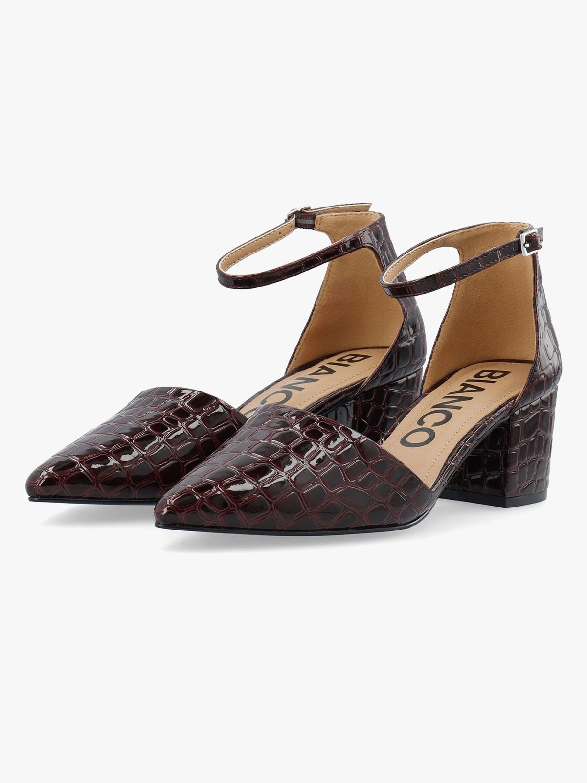 Bianco Devived Pump Faux Leather Burgundy Croco Patent