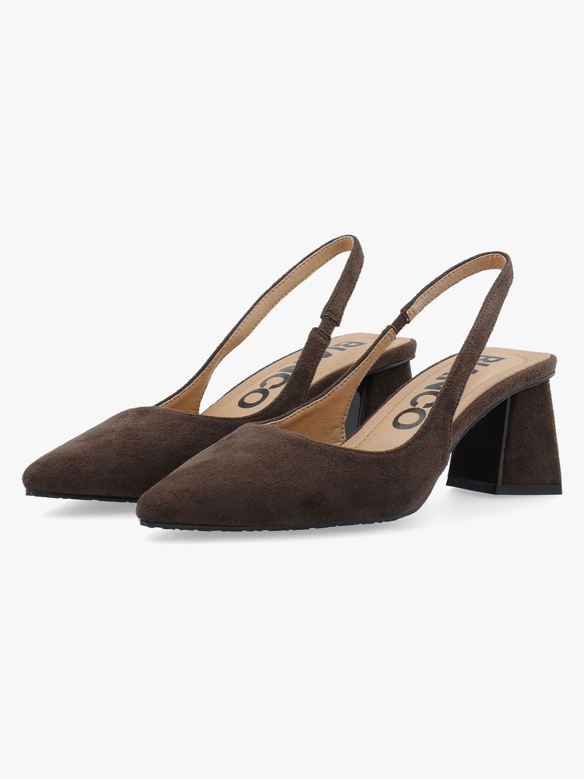 Bianco Maralyn Slingback Faux Suede Dark Brown