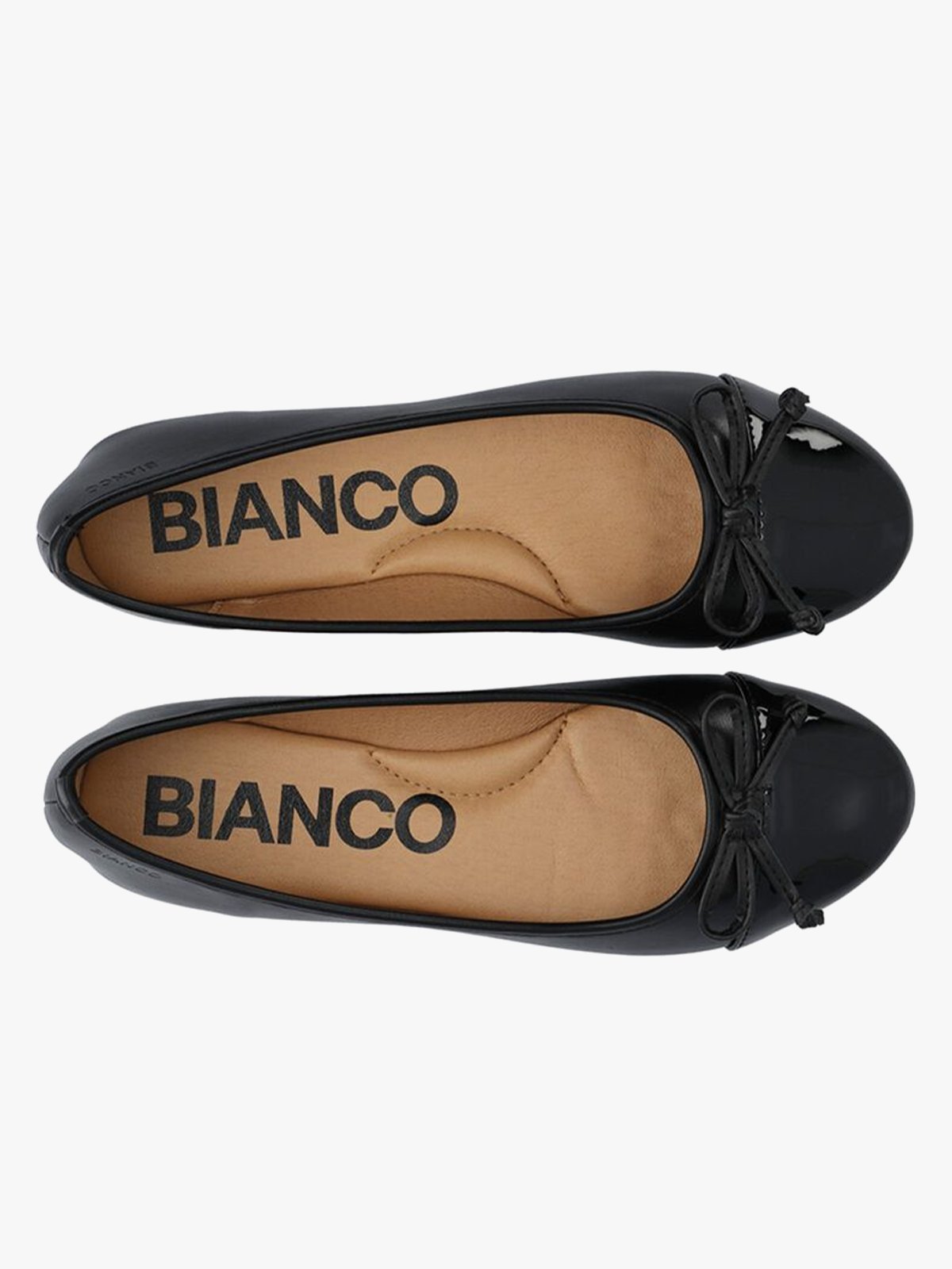Bianco Celine Ballerina Toecap Faux Leather Black