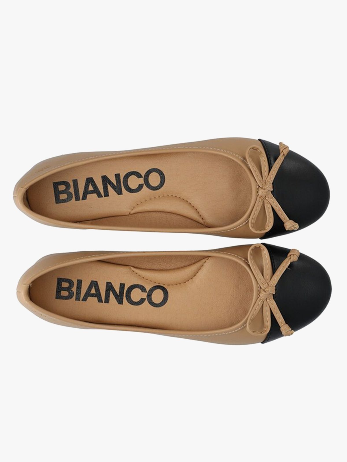 Bianco Celine Ballerina Toecap Faux Leather Nude