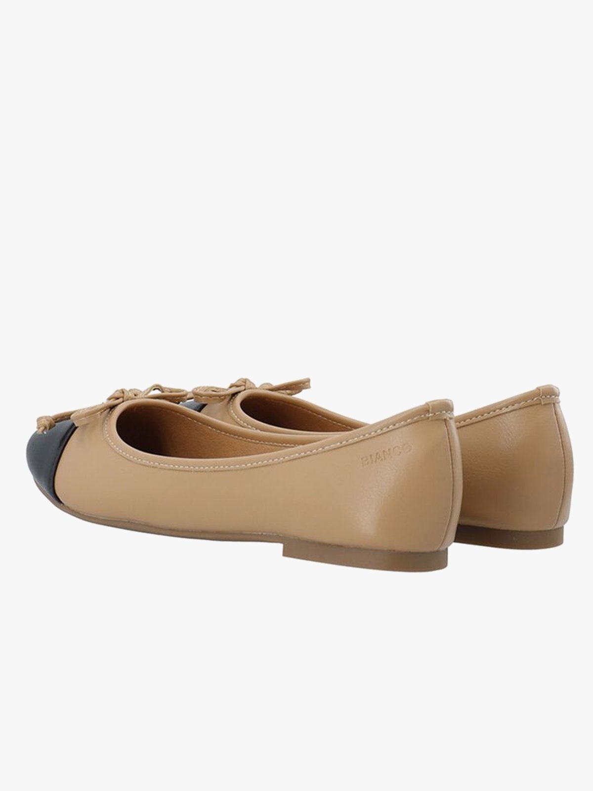 Bianco Celine Ballerina Toecap Faux Leather Nude