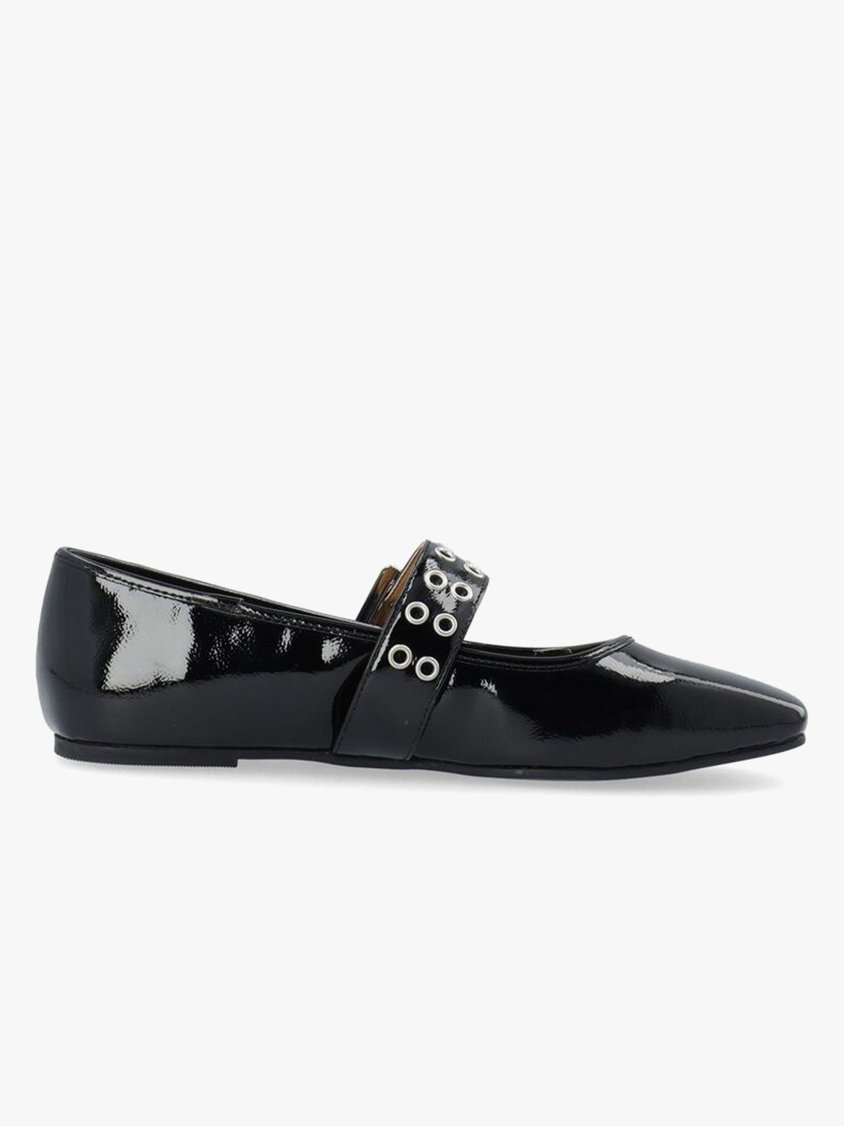 Bianco Rose Karré Mary Jane Flat Faux Leather Black Patent