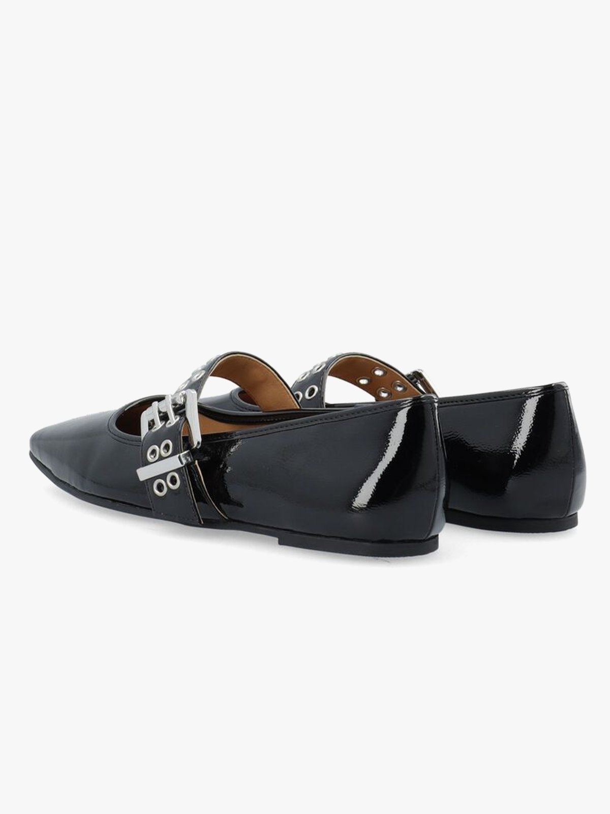 Bianco Rose Karré Mary Jane Flat Faux Leather Black Patent