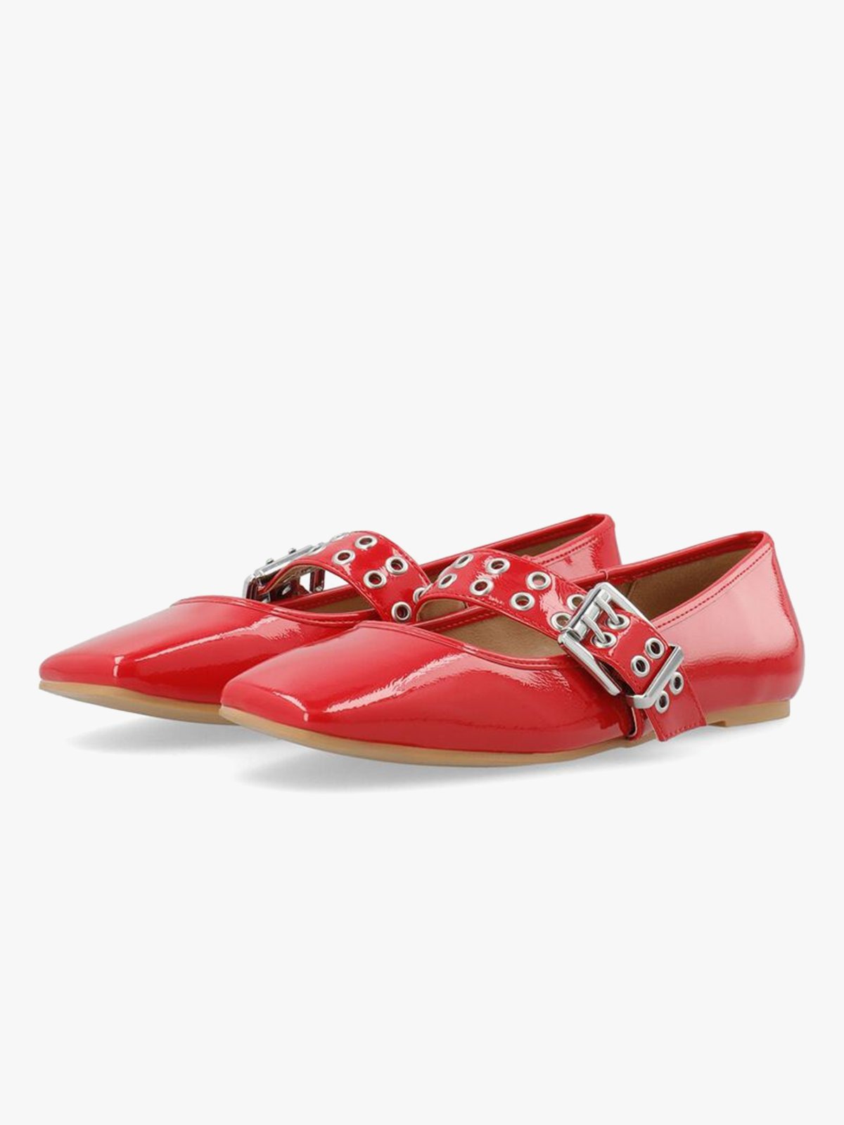 Bianco Rose Karré Mary Jane Flat Faux Leather RedPatent