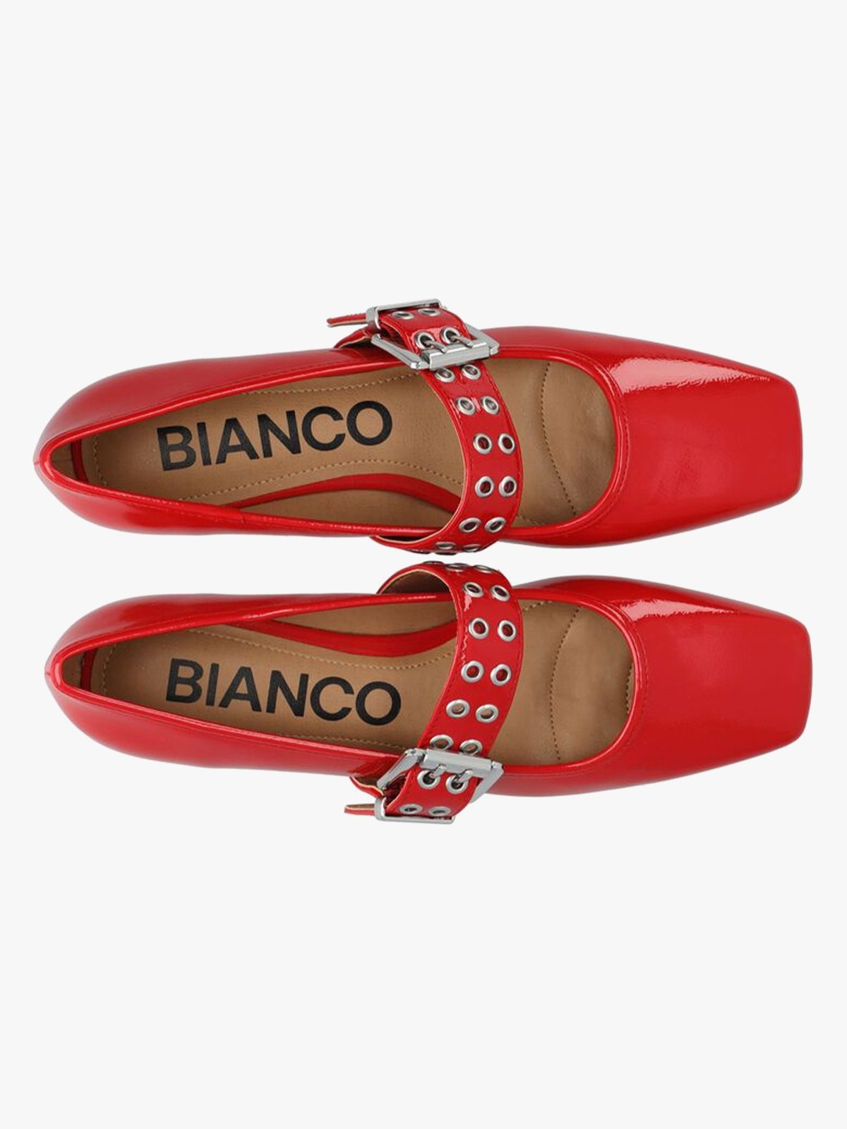 Bianco Rose Karré Mary Jane Flat Faux Leather RedPatent