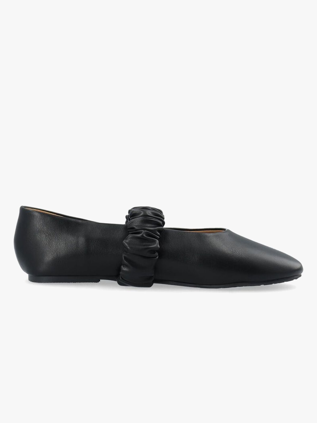 Bianco Aluna Scrunchie Ballet Flat Faux Leather Black