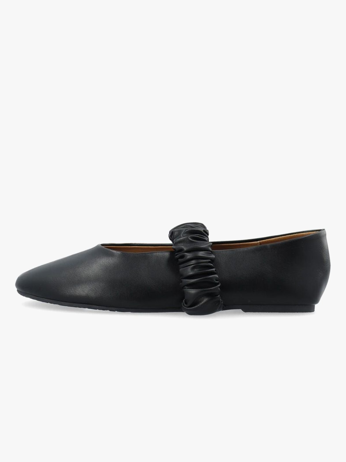 Bianco Aluna Scrunchie Ballet Flat Faux Leather Black