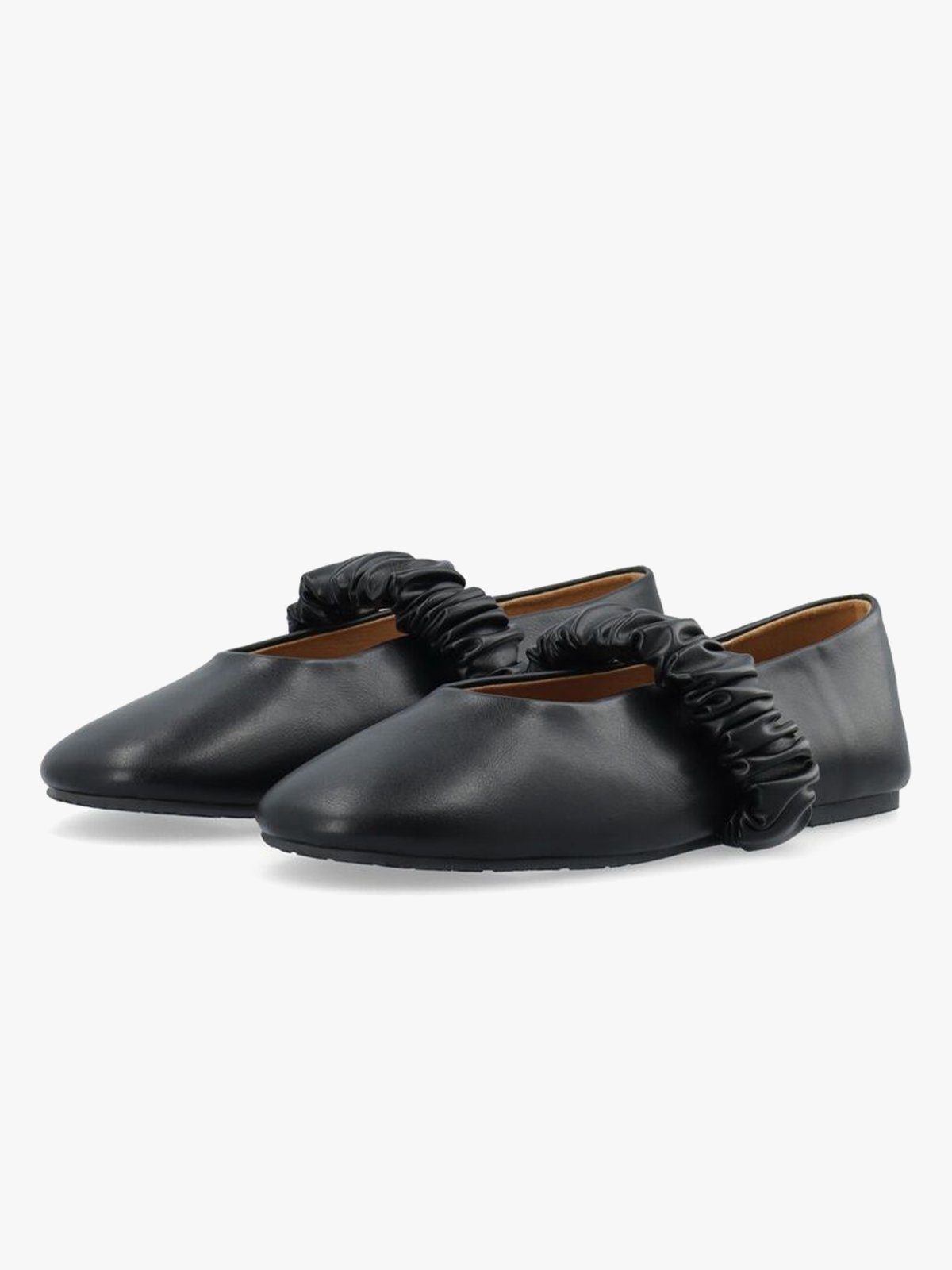 Bianco Aluna Scrunchie Ballet Flat Faux Leather Black