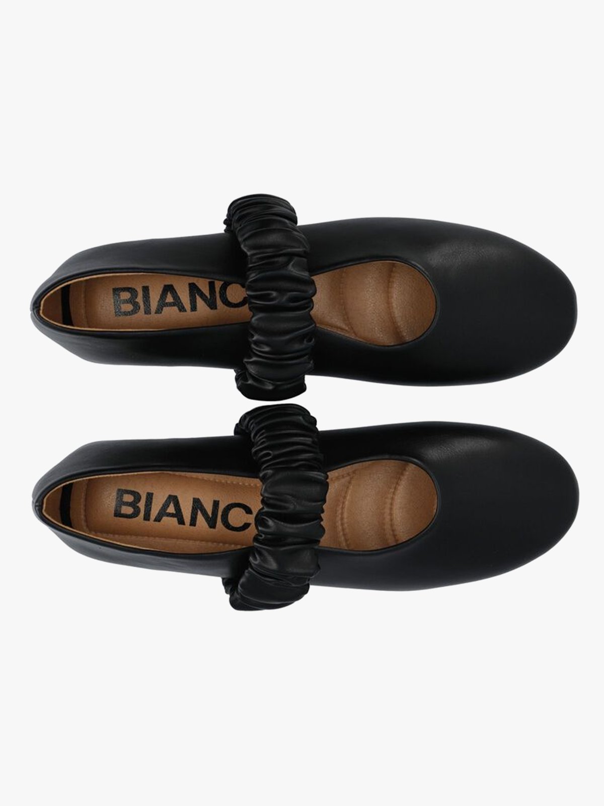 Bianco Aluna Scrunchie Ballet Flat Faux Leather Black