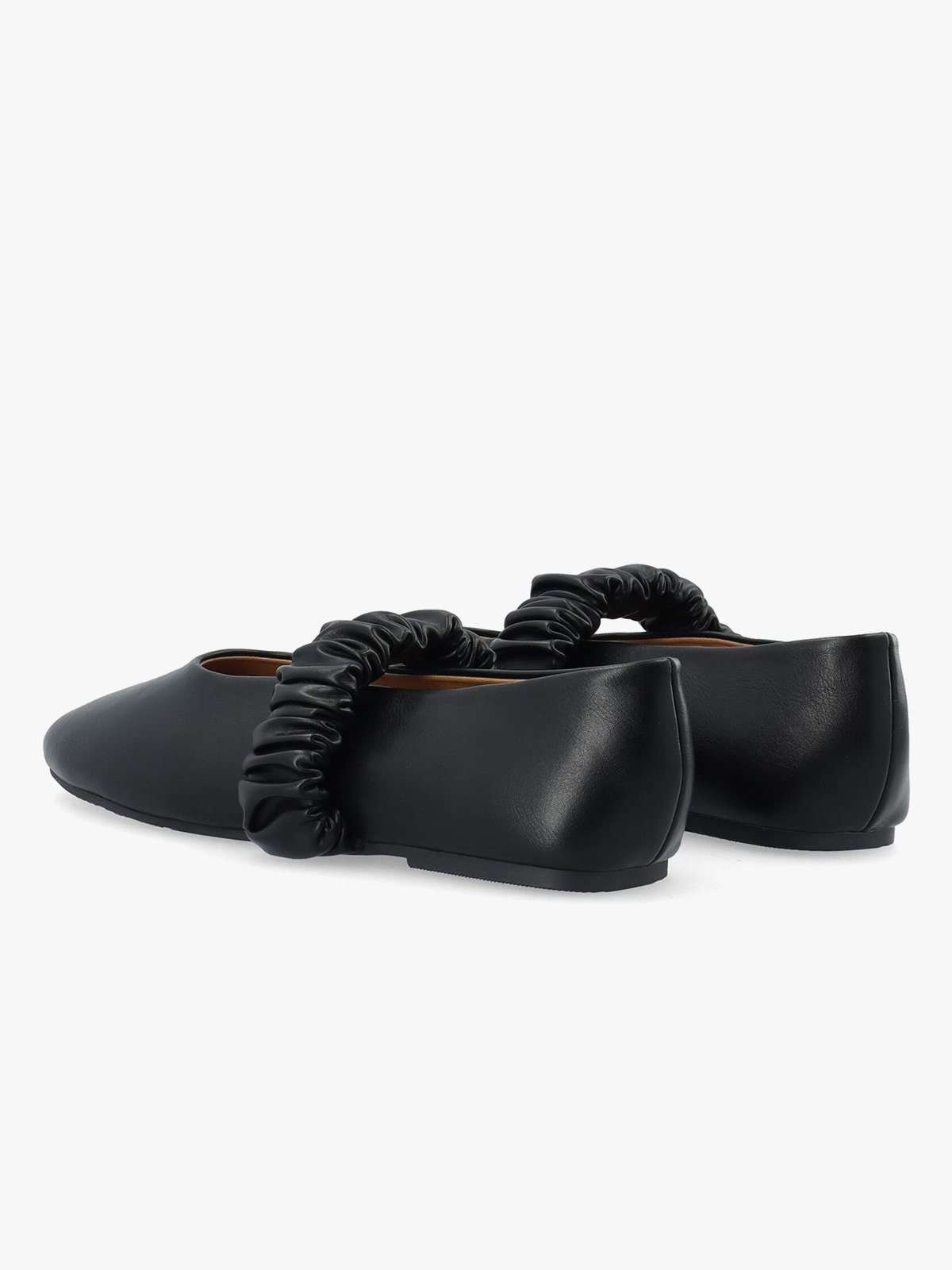 Bianco Aluna Scrunchie Ballet Flat Faux Leather Black
