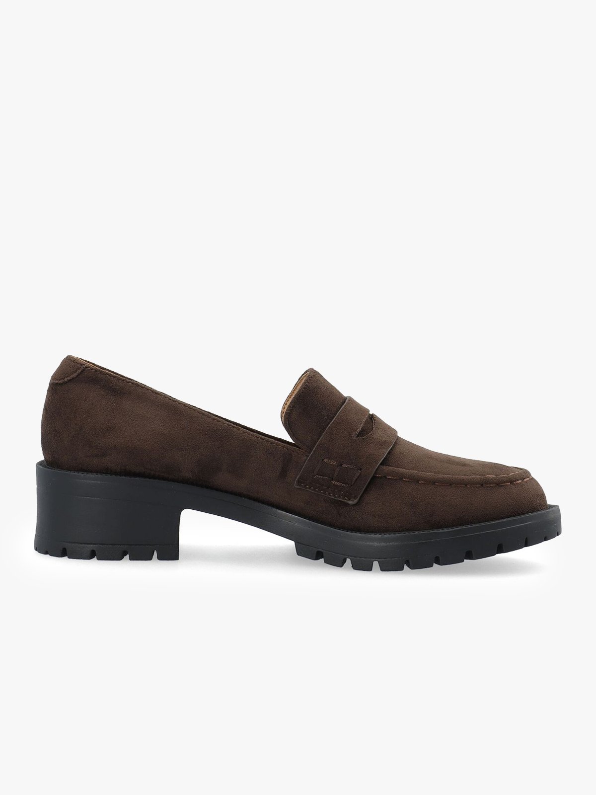 Bianco Pearl Penny Loafer Faux Suede Brown