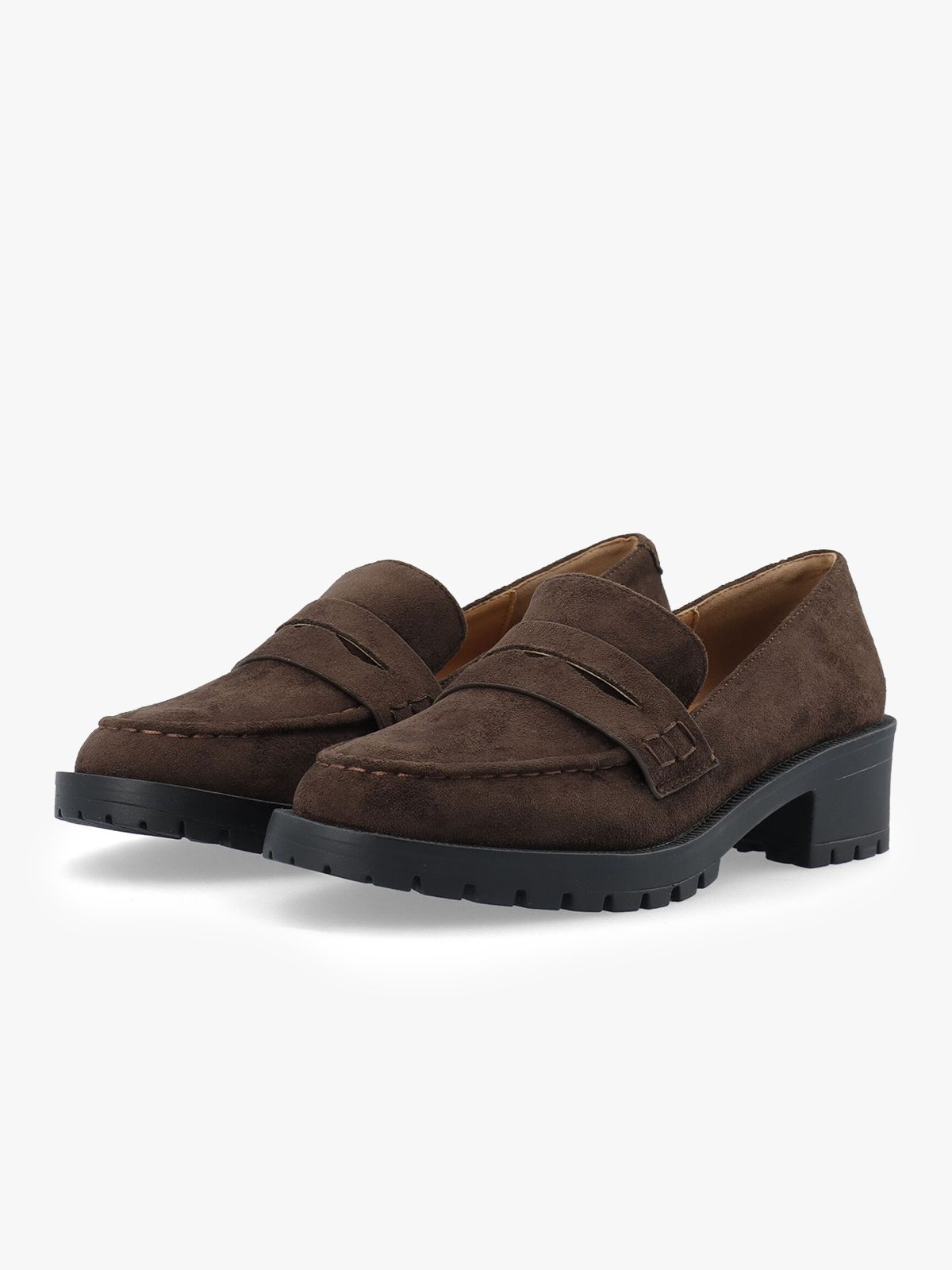 Bianco Pearl Penny Loafer Faux Suede Brown