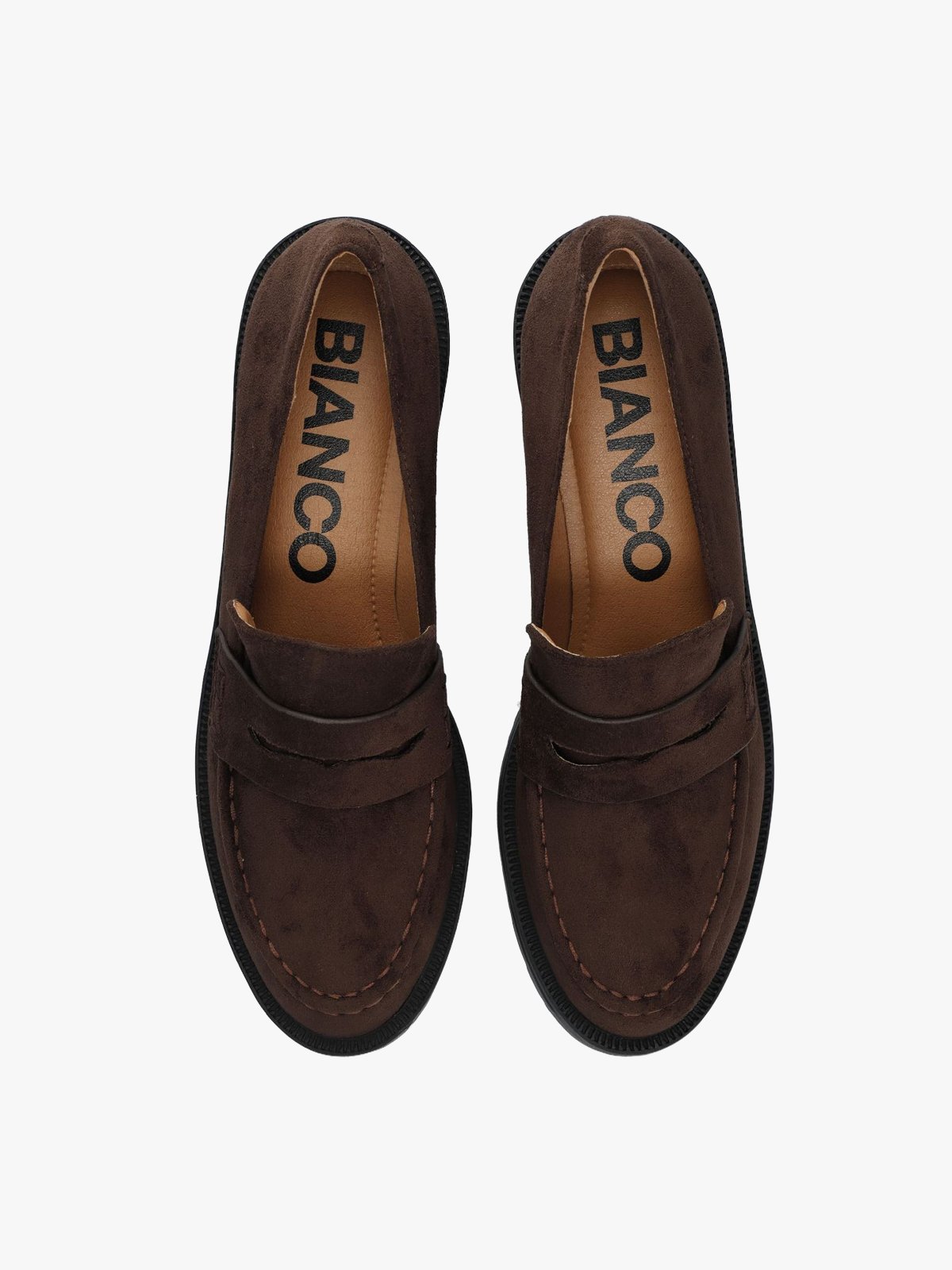 Bianco Pearl Penny Loafer Faux Suede Brown