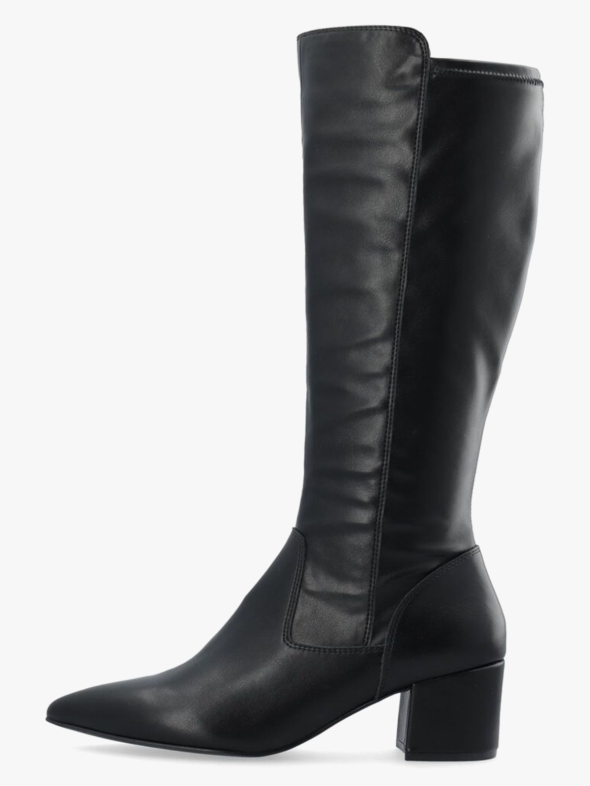 Bianco Devived Stretch Knee High Boot Smooth Faux Leather Black