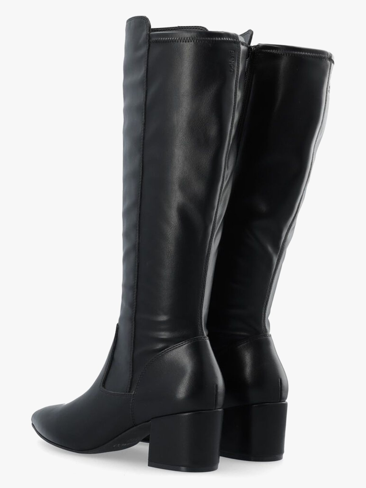 Bianco Devived Stretch Knee High Boot Smooth Faux Leather Black