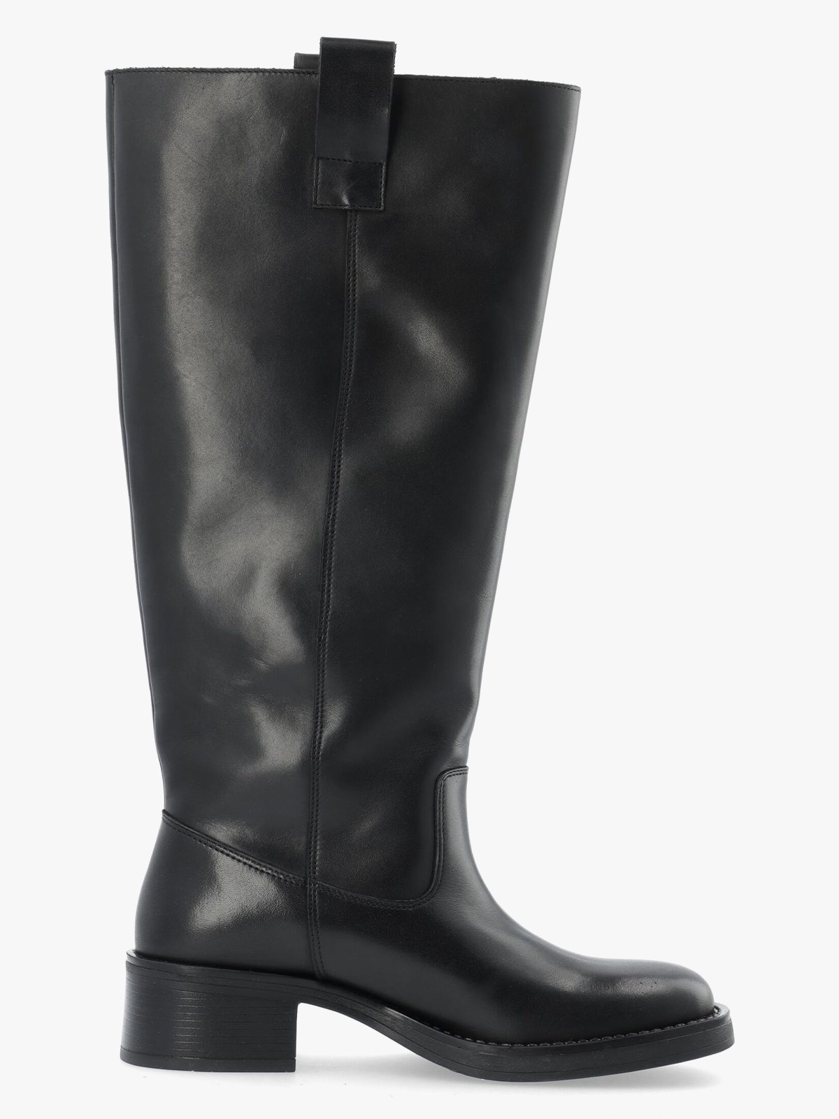 Bianco Mary Knee High Pull On Boot Smooth Leather Black