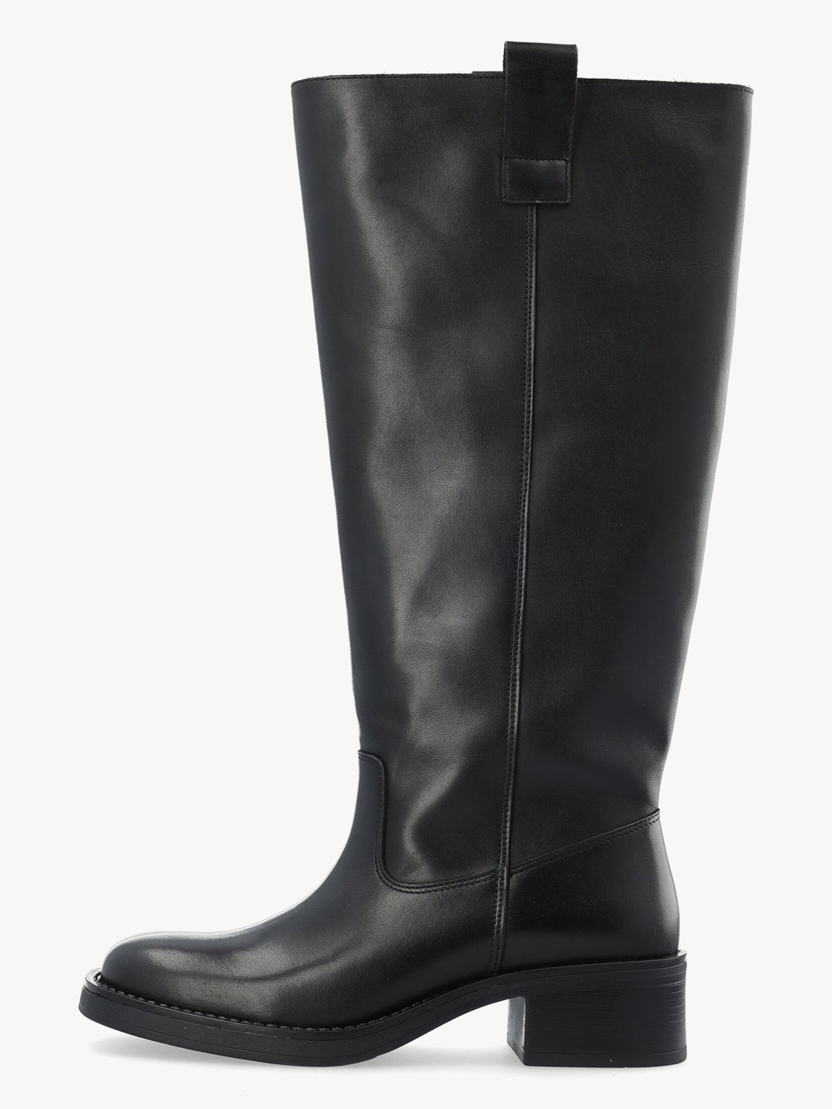 Bianco Mary Knee High Pull On Boot Smooth Leather Black