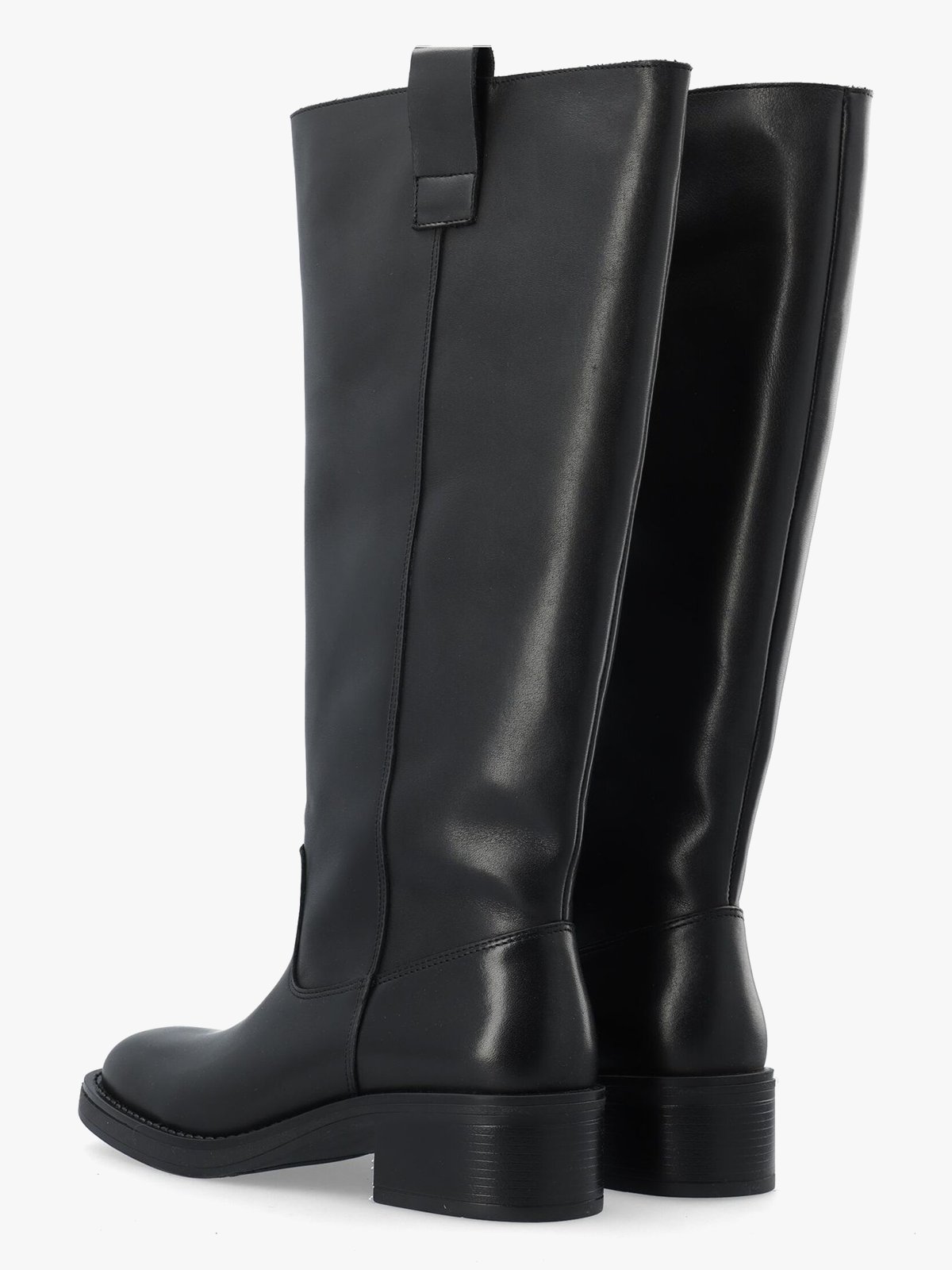 Bianco Mary Knee High Pull On Boot Smooth Leather Black