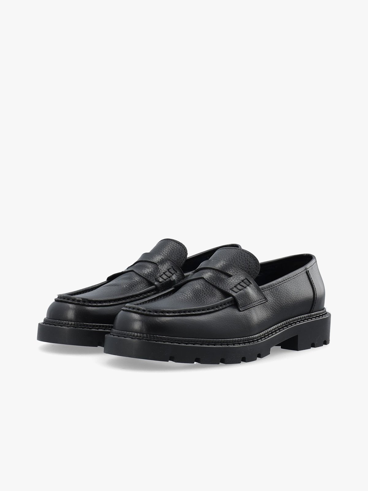 Bianco Jeff Penny Loafer Texas Tumbled Black