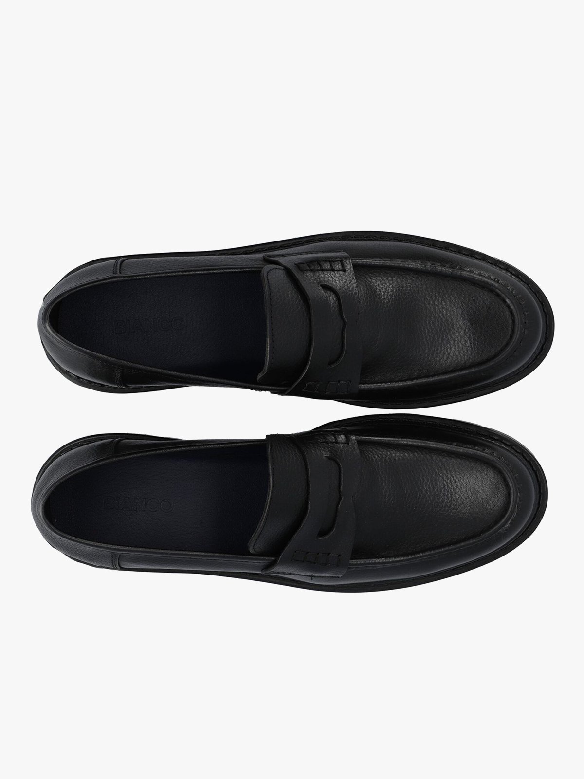 Bianco Jeff Penny Loafer Texas Tumbled Black