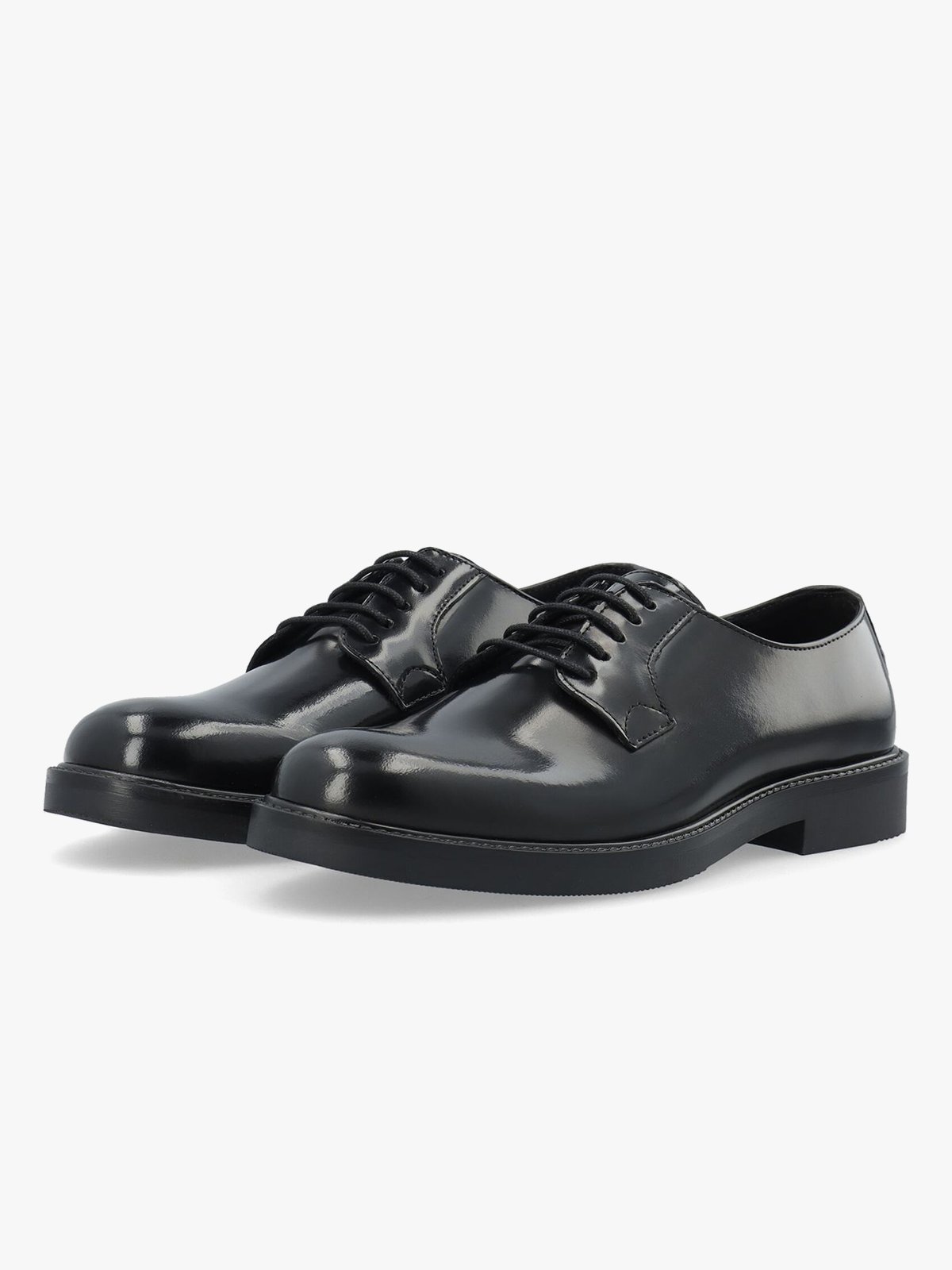 Bianco Newport Derby Polido Leather Dress Shoes Sort