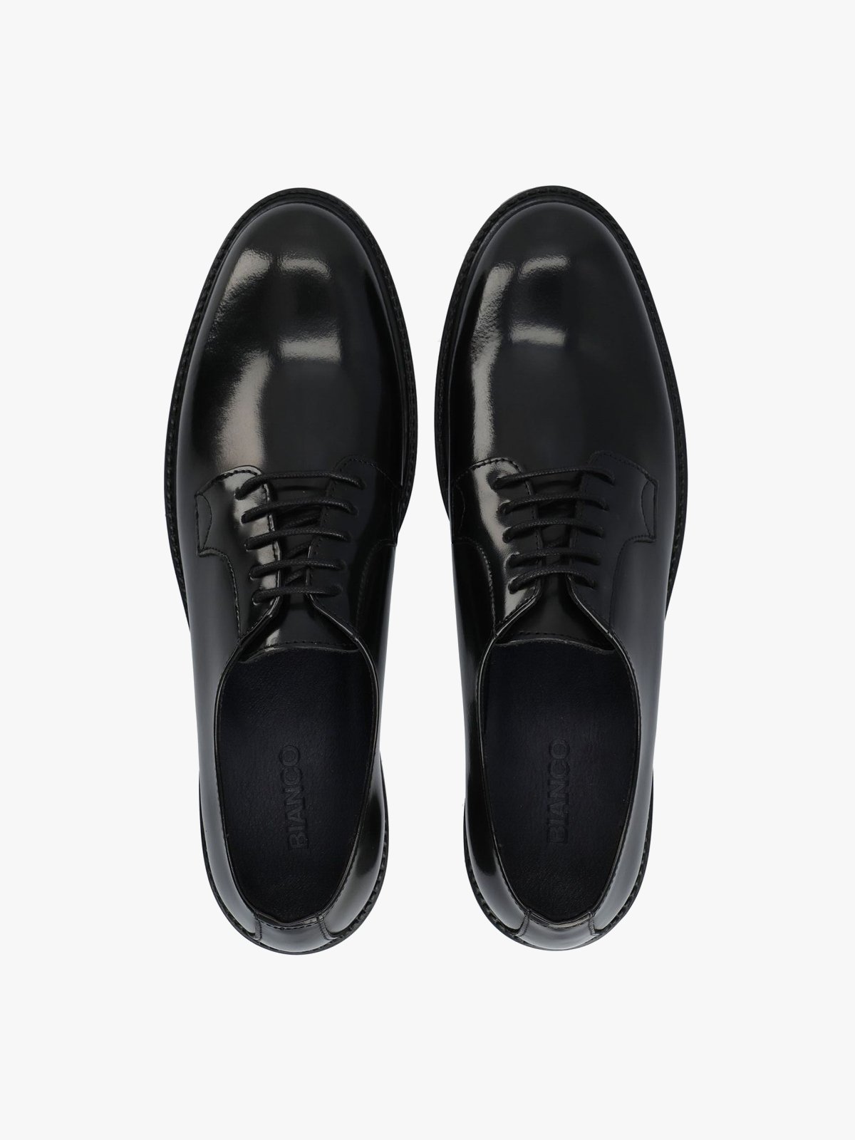 Bianco Newport Derby Polido Leather Dress Shoes Sort