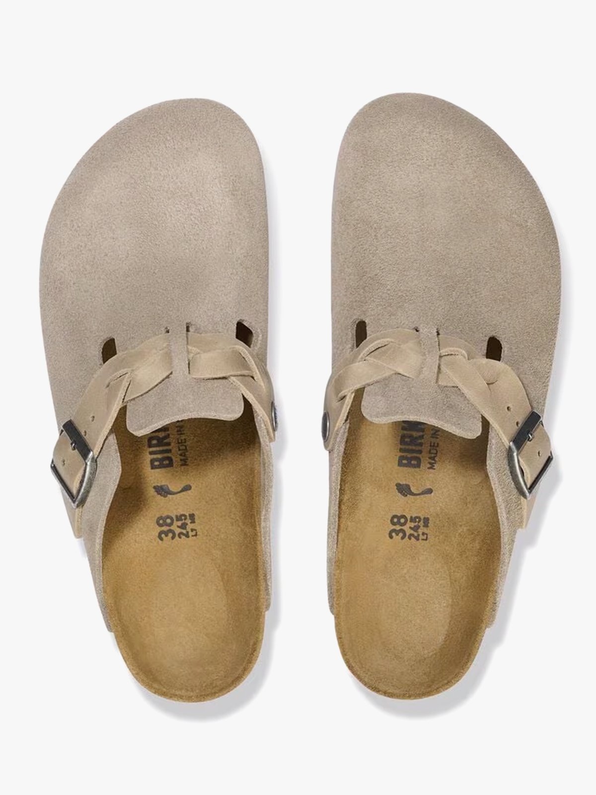 Birkenstock Boston Braided Suede Leather Taupe