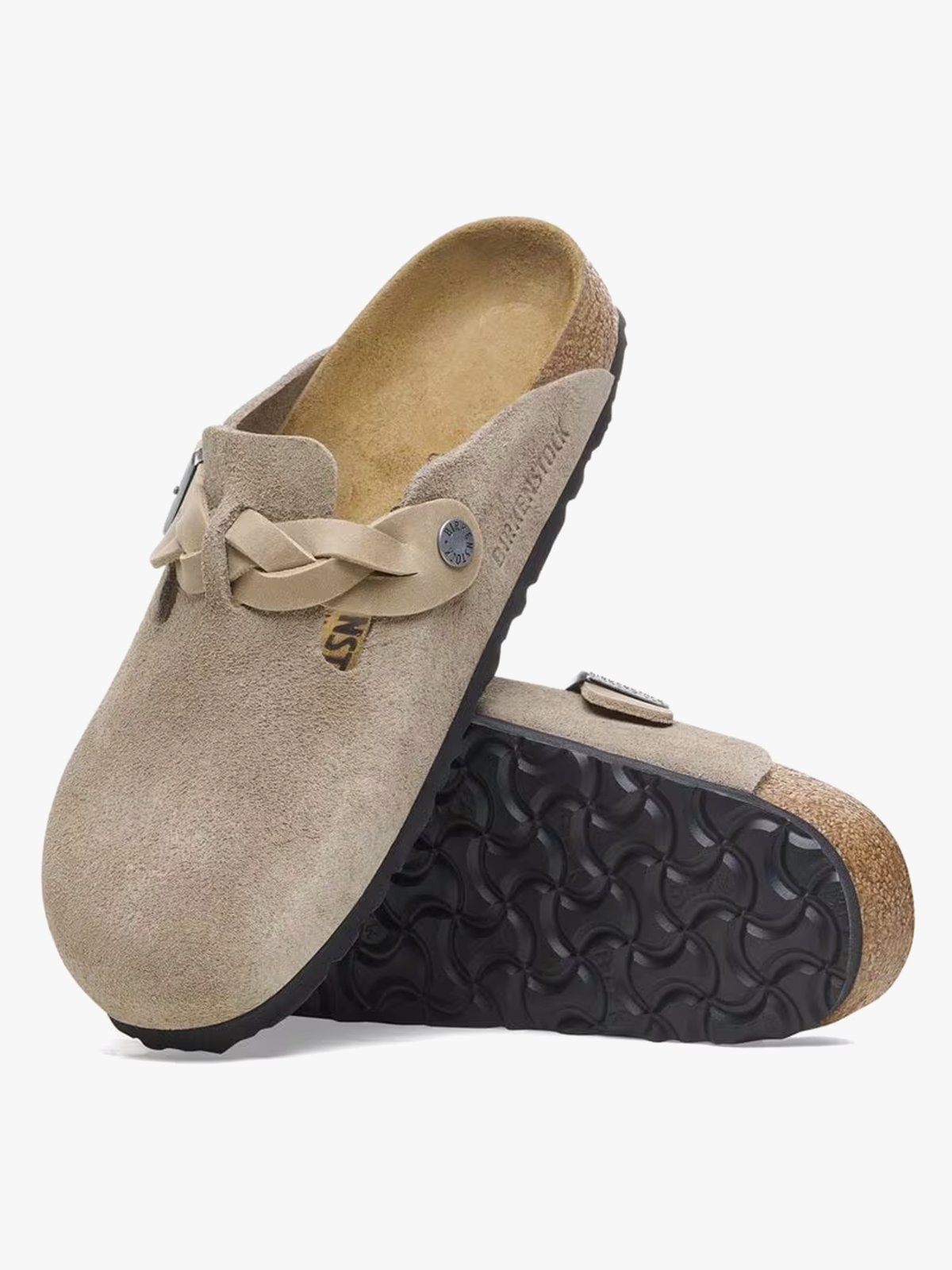 Birkenstock Boston Braided Suede Leather Taupe