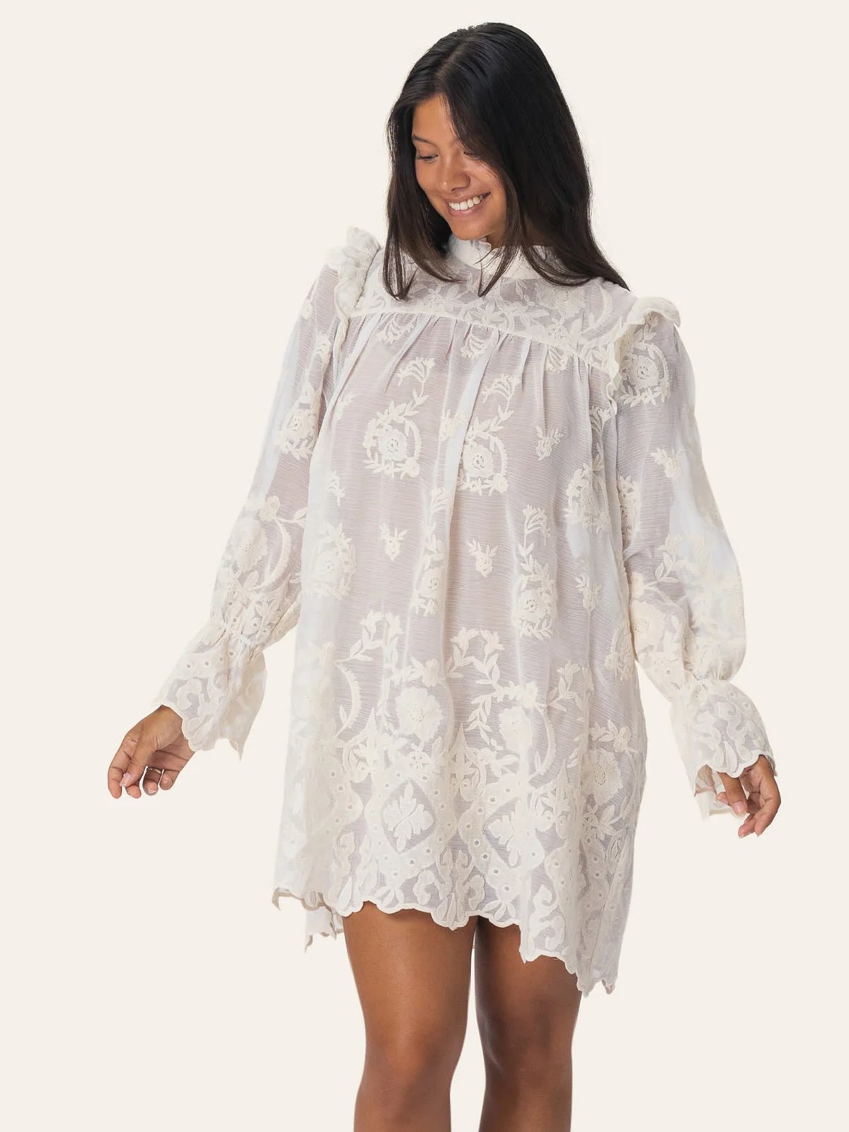 BYIC Ellinor Lace Dress Vintage White